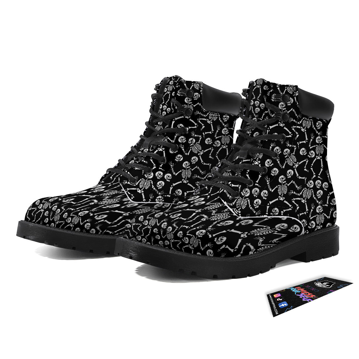 Dancing Party Skeleton Print Pattern Boots-grizzshop