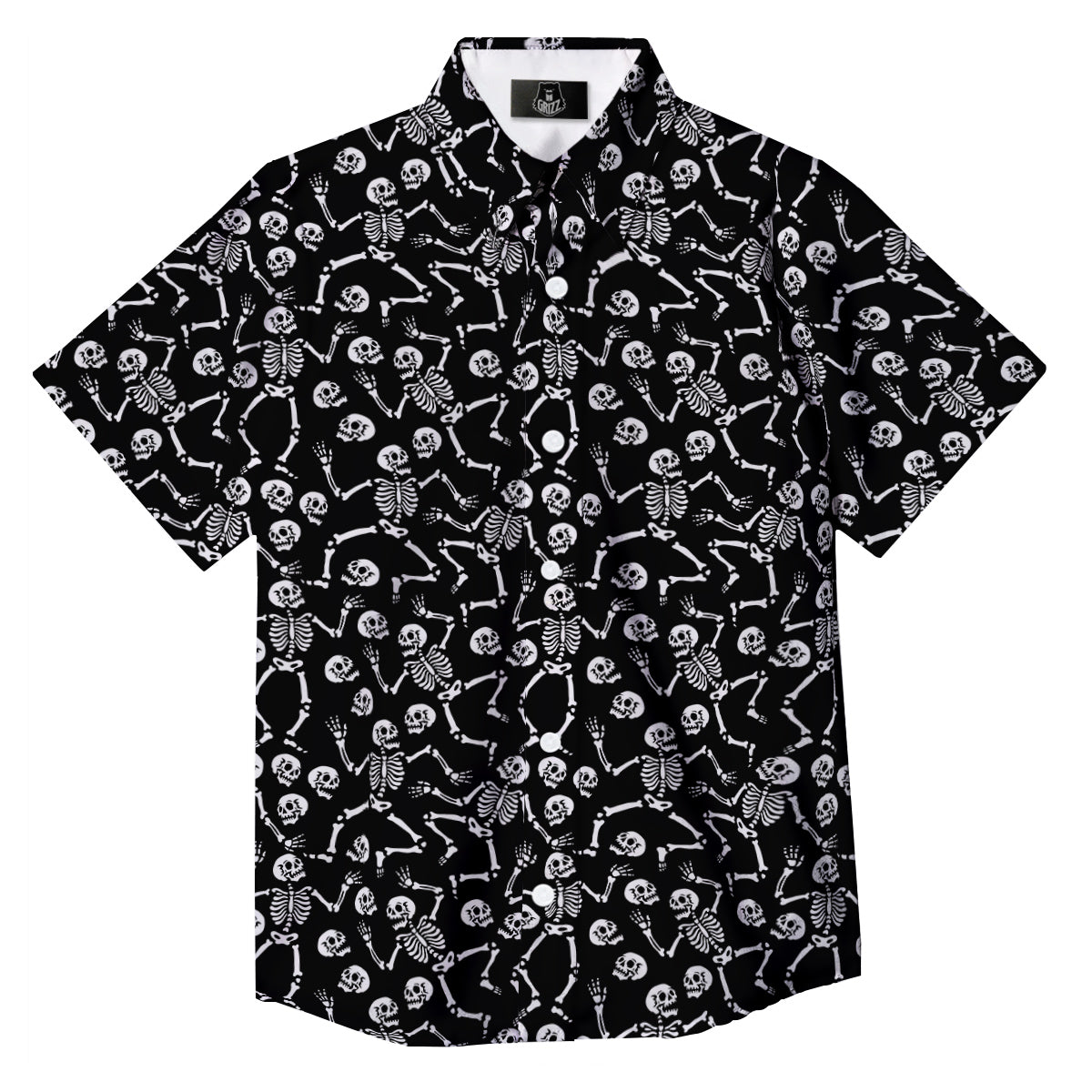 Dancing Party Skeleton Print Pattern Button Up Shirt-grizzshop