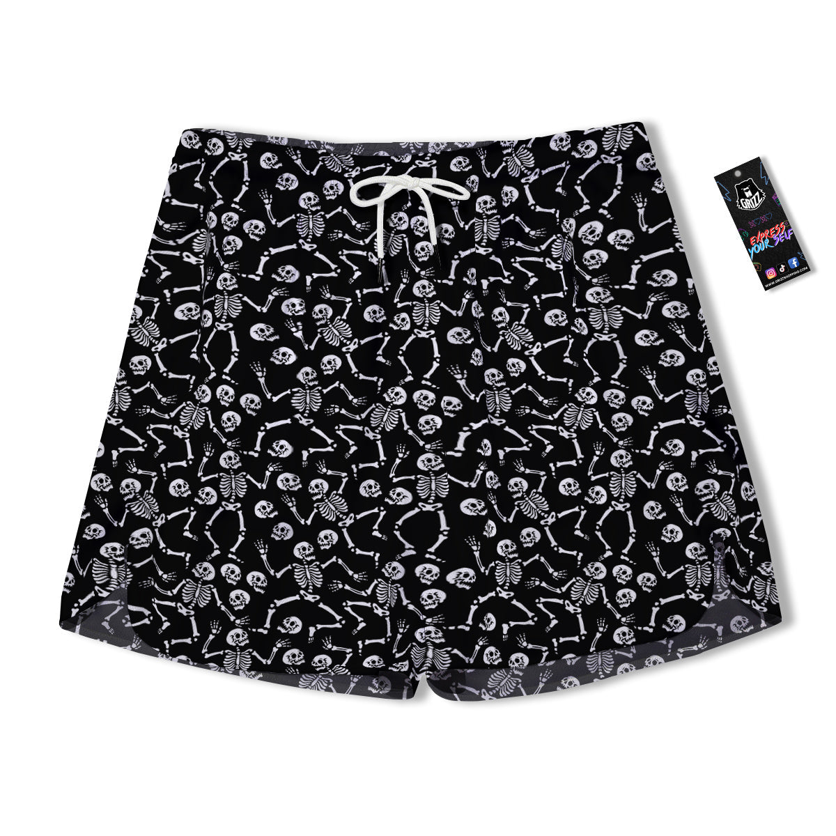 Dancing Party Skeleton Print Pattern Men's Running Shorts-grizzshop