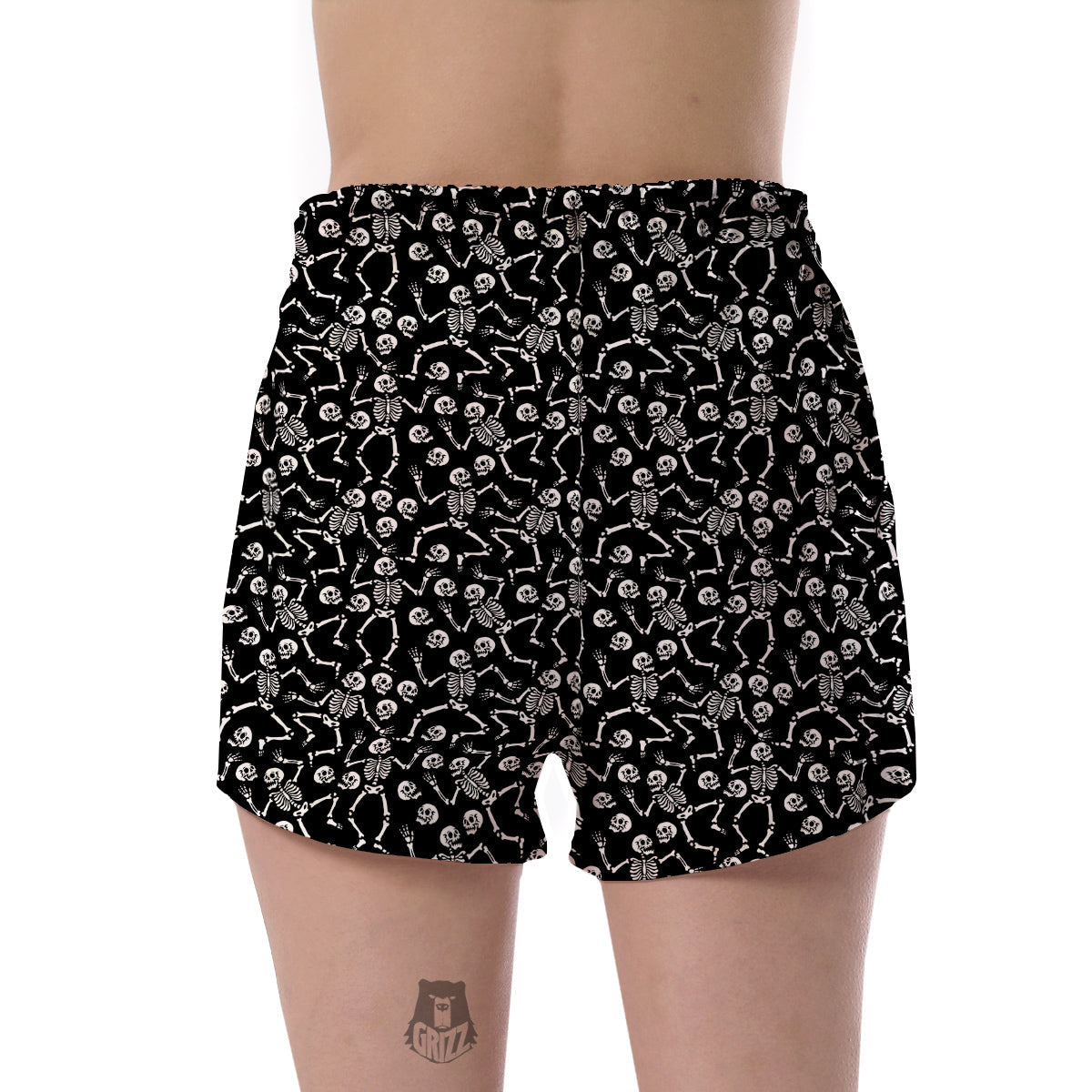 Dancing Party Skeleton Print Pattern Women's Shorts-grizzshop