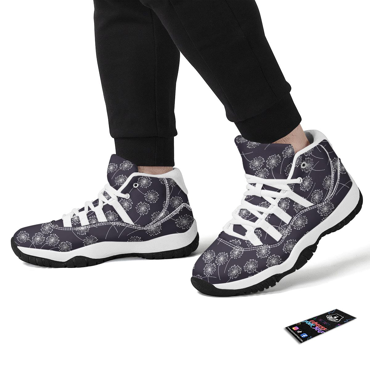 Dandelion Print Pattern White Bball Shoes-grizzshop