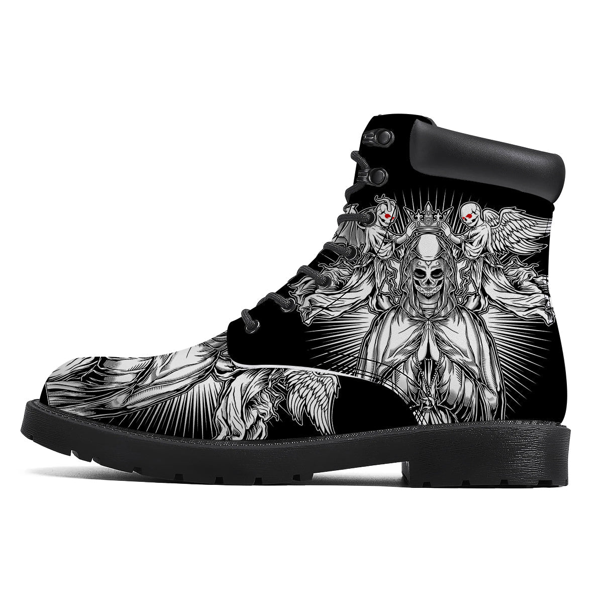 Dark Angel Of Death Print Boots-grizzshop