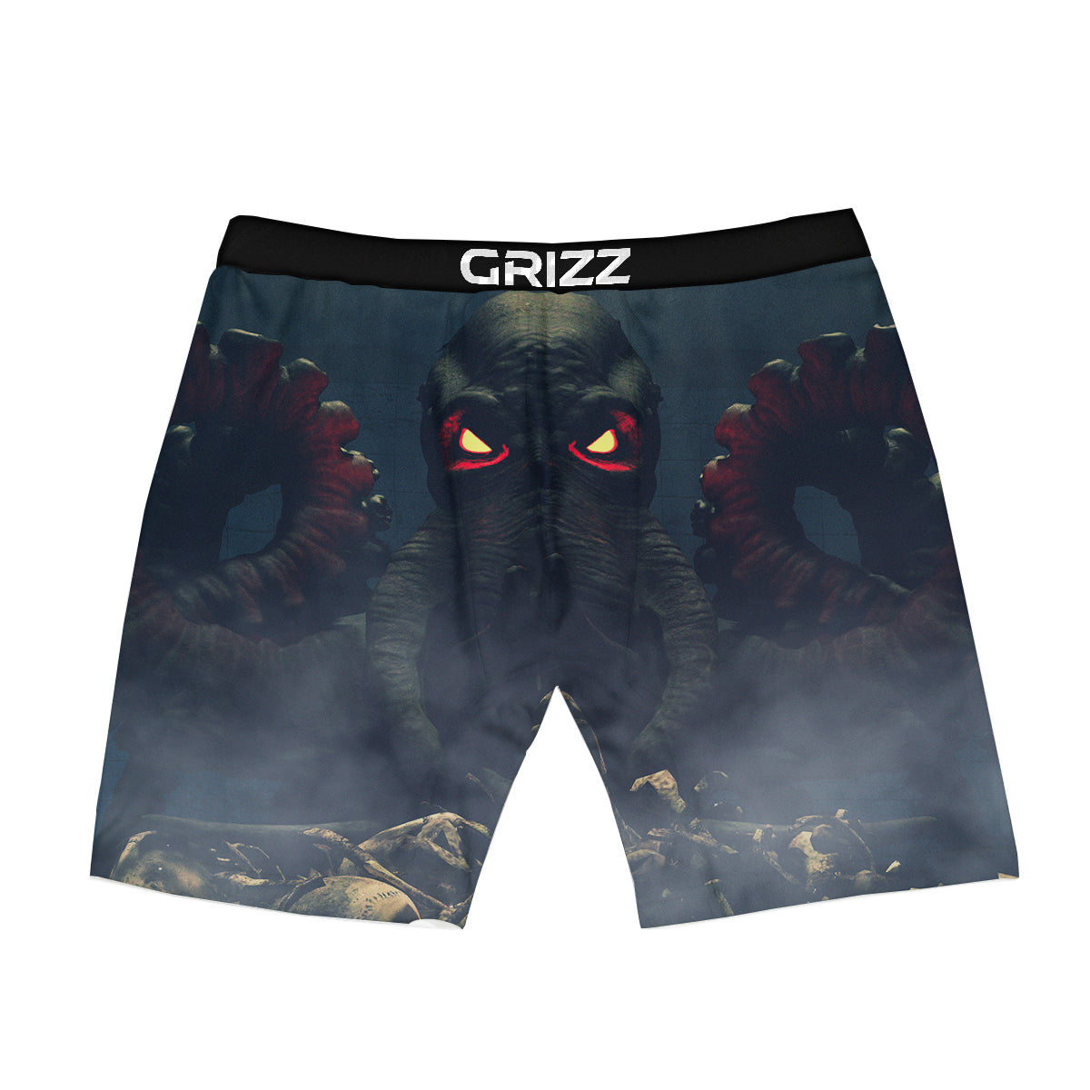 Dark Cthulhu Octopus And Bones Print Boxer Briefs-grizzshop
