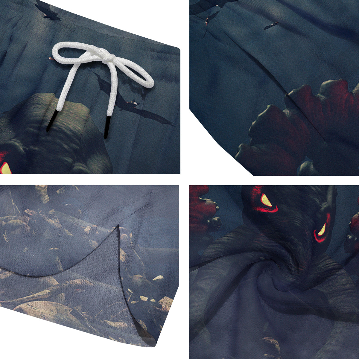 Dark Cthulhu Octopus And Bones Print Men's Running Shorts-grizzshop