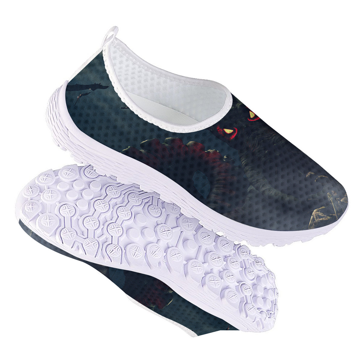 Dark Cthulhu Octopus And Bones Print Nurse Shoes-grizzshop