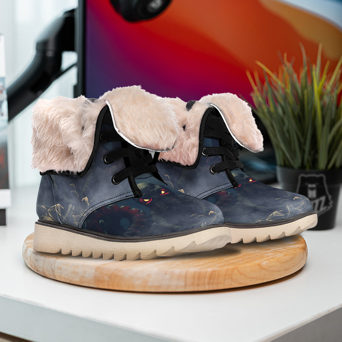 Dark Cthulhu Octopus And Bones Print Snow Boots-grizzshop