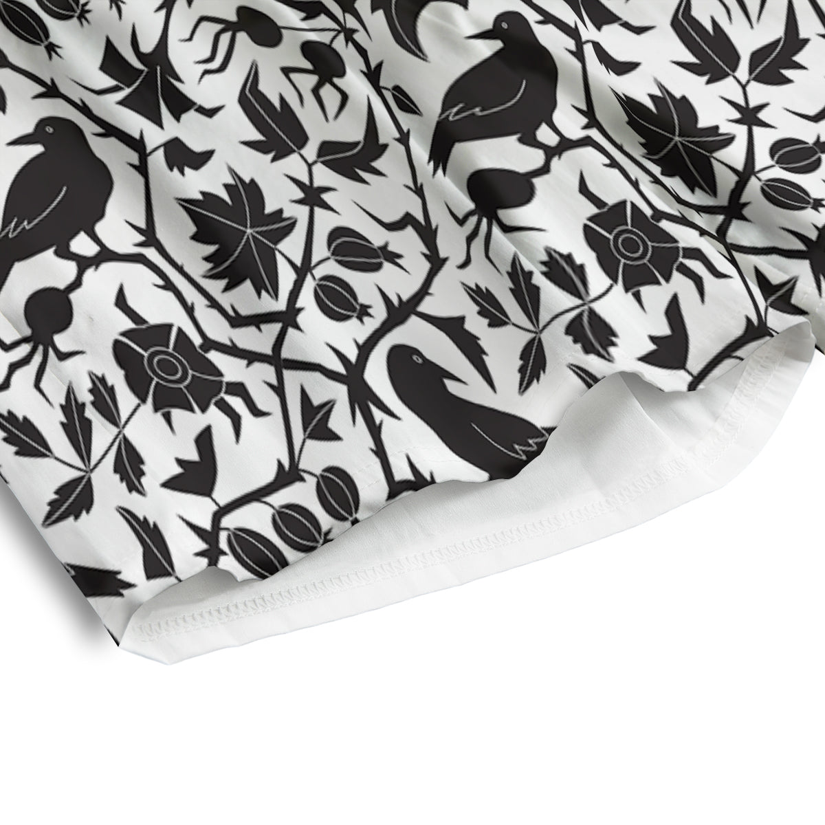 Dark Floral And Crow Print Pattern Men's Athletic Shorts