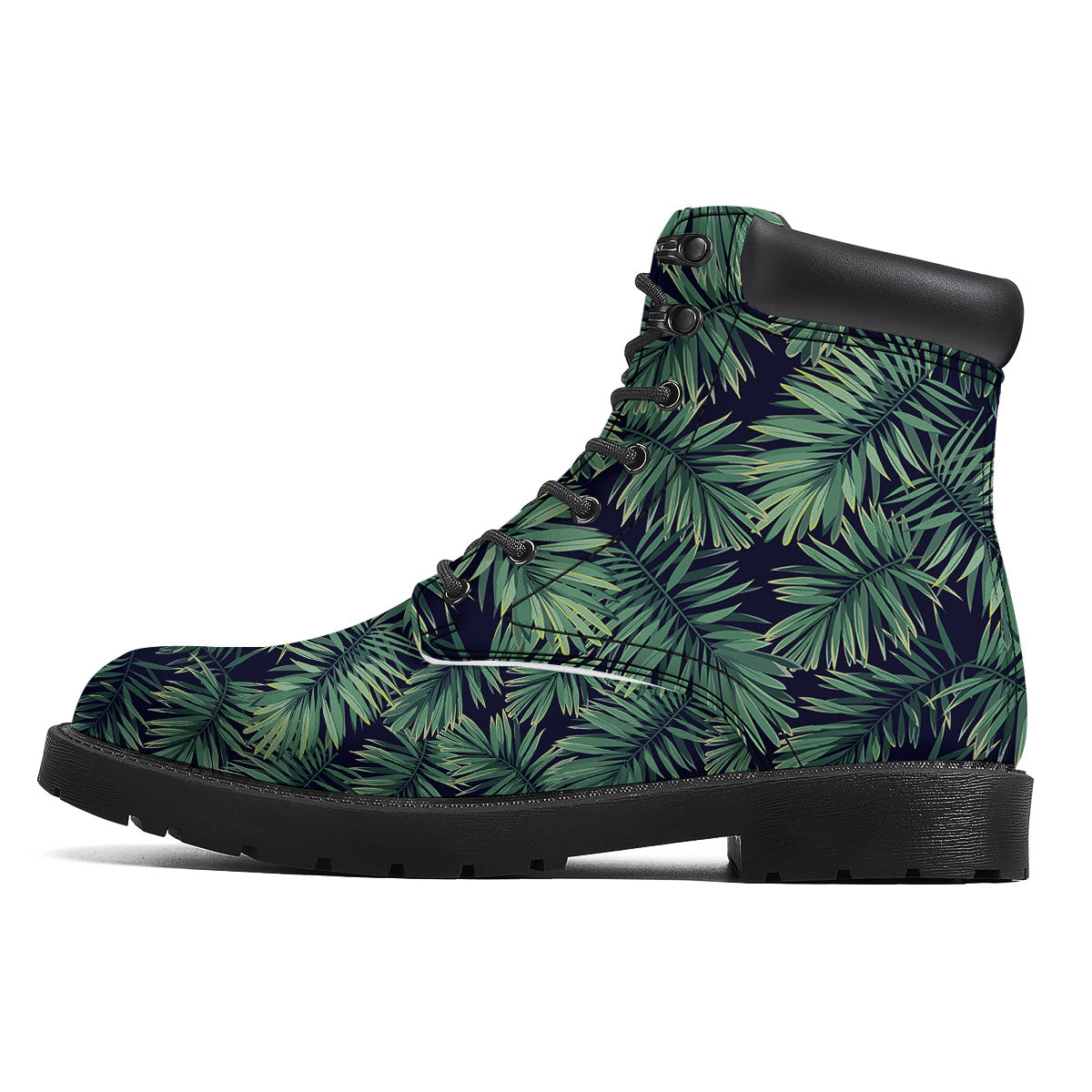 Dark Green Palm Tree Print Pattern Boots-grizzshop