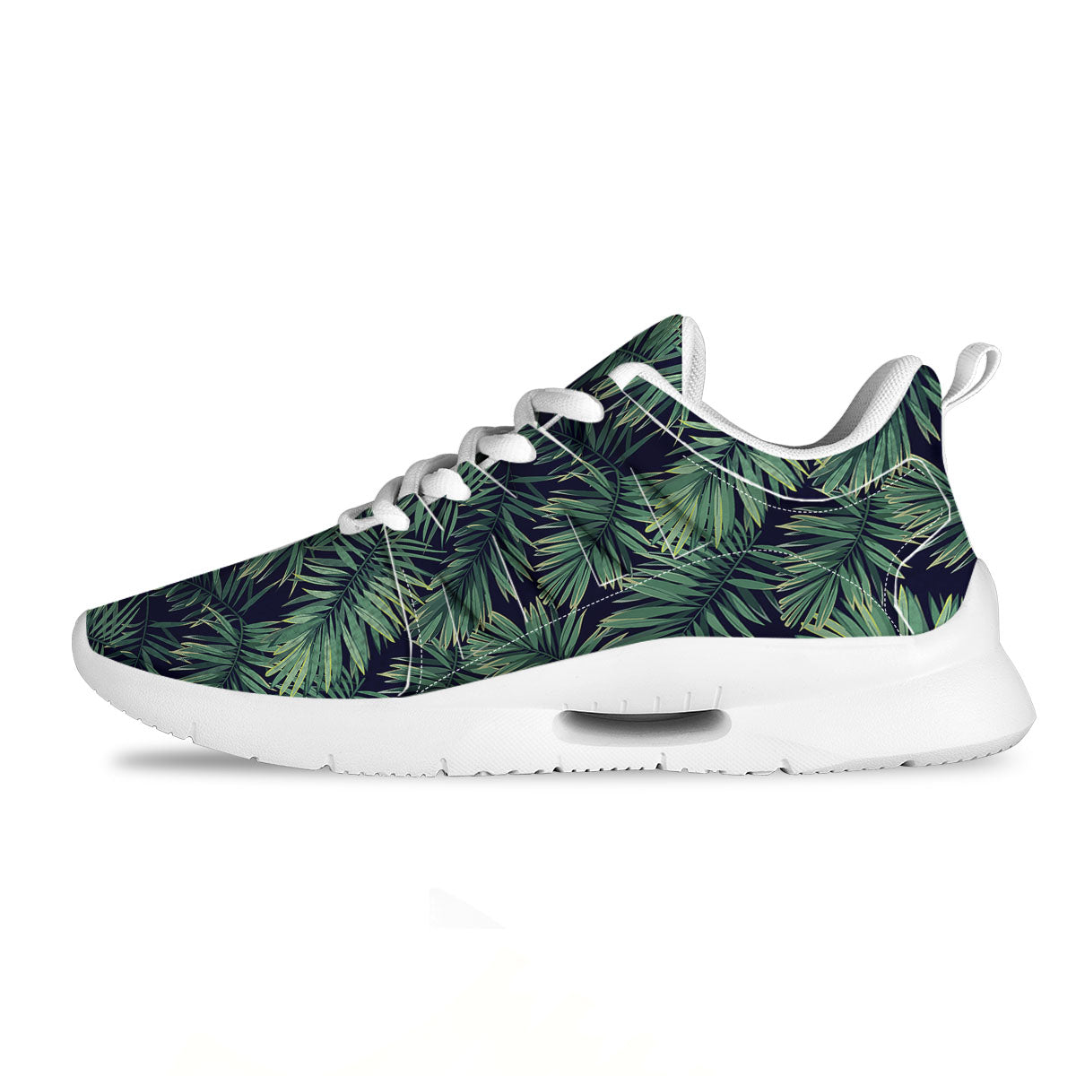Dark Green Palm Tree Print Pattern Tennis Shoes-grizzshop