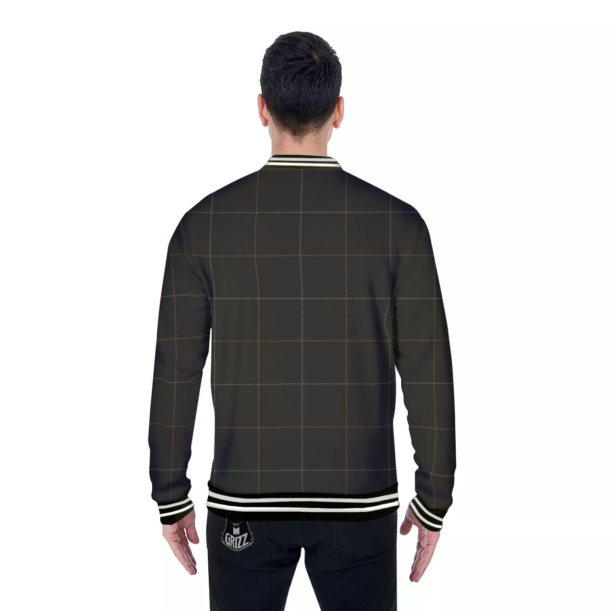 Dark Green Tattersall Print Pattern Baseball Jacket-grizzshop