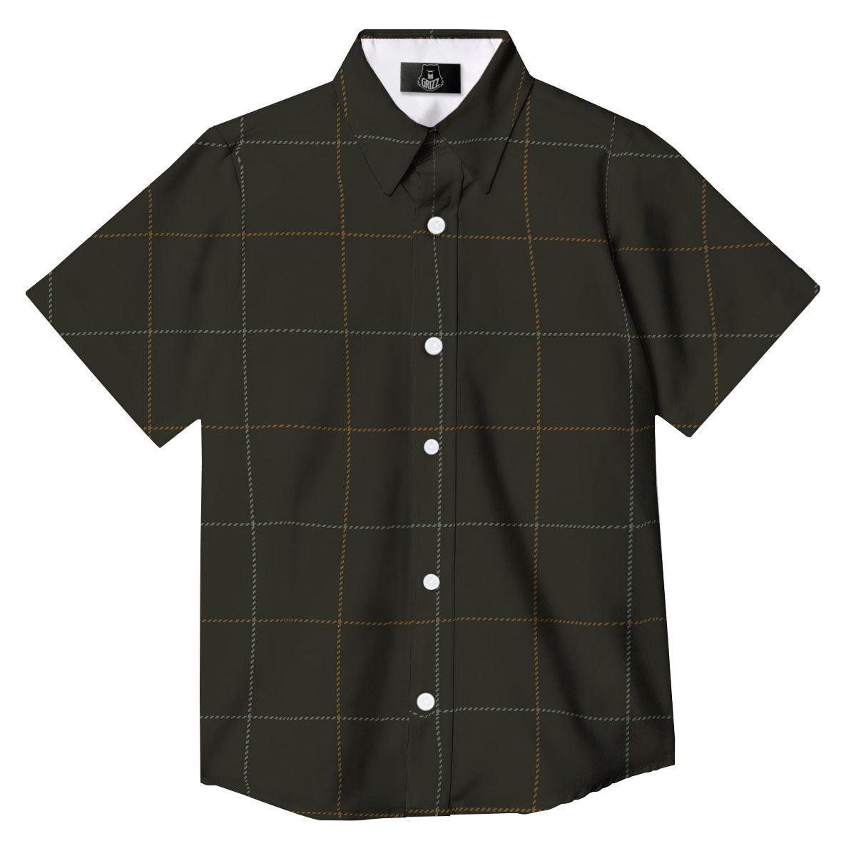 Dark Green Tattersall Print Pattern Button Up Shirt-grizzshop