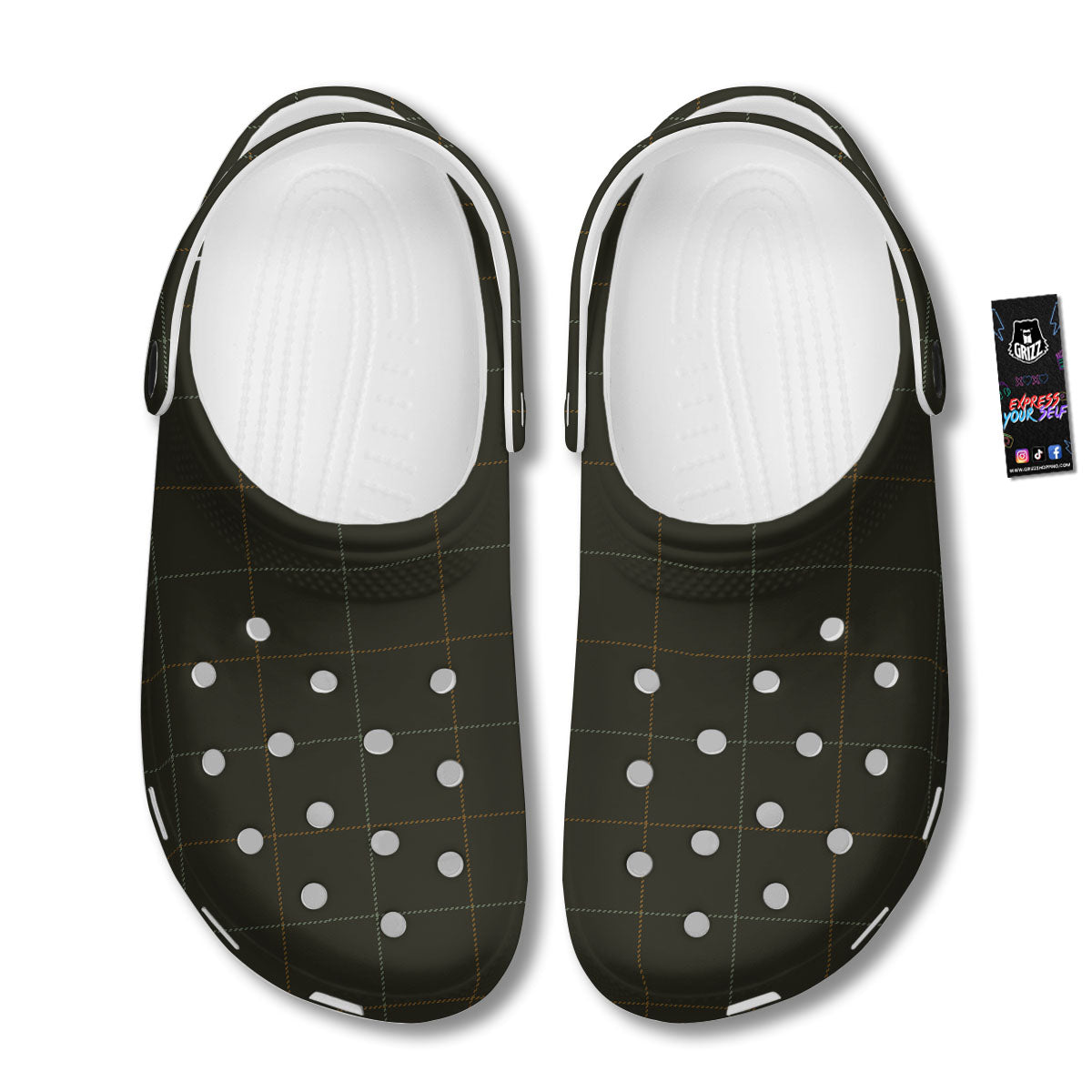 Dark Green Tattersall Print Pattern Clog-grizzshop