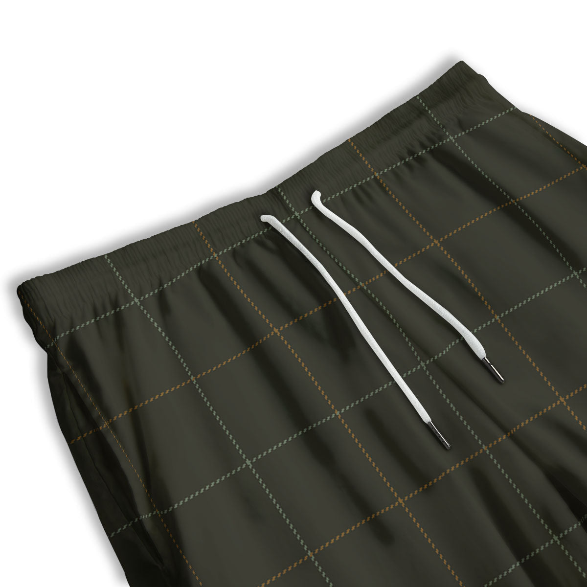 Dark Green Tattersall Print Pattern Men's Athletic Shorts