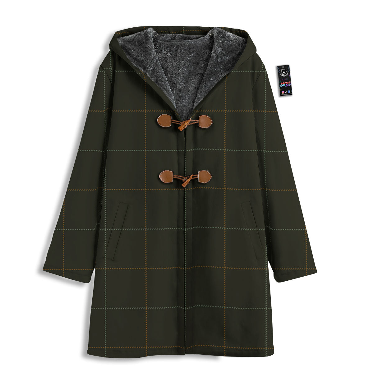 Dark Green Tattersall Print Pattern Men's Windbreaker Jacket-grizzshop