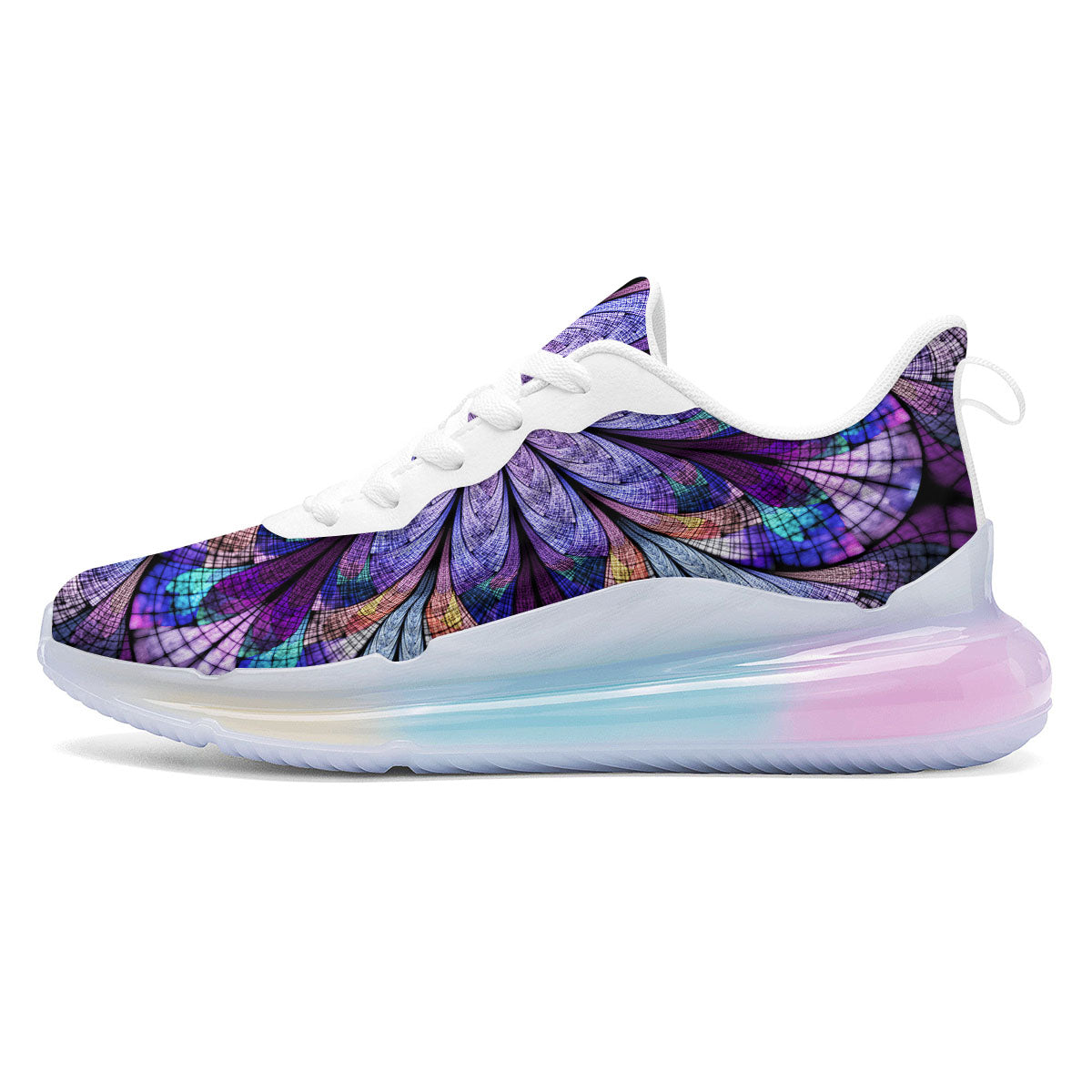 Dark Mandala Teal And Purple Print Running Sneakers-grizzshop