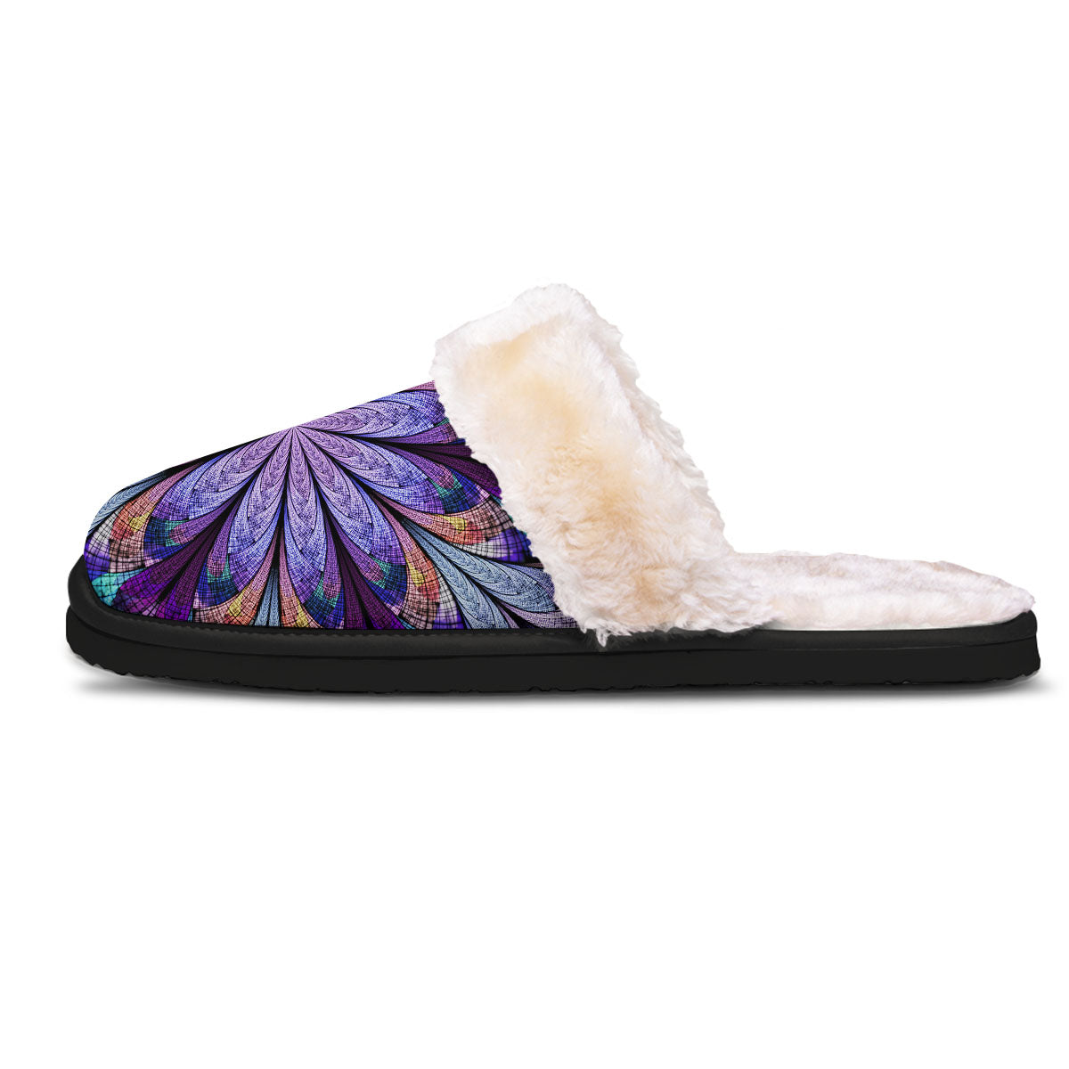 Dark Mandala Teal And Purple Print Slippers-grizzshop