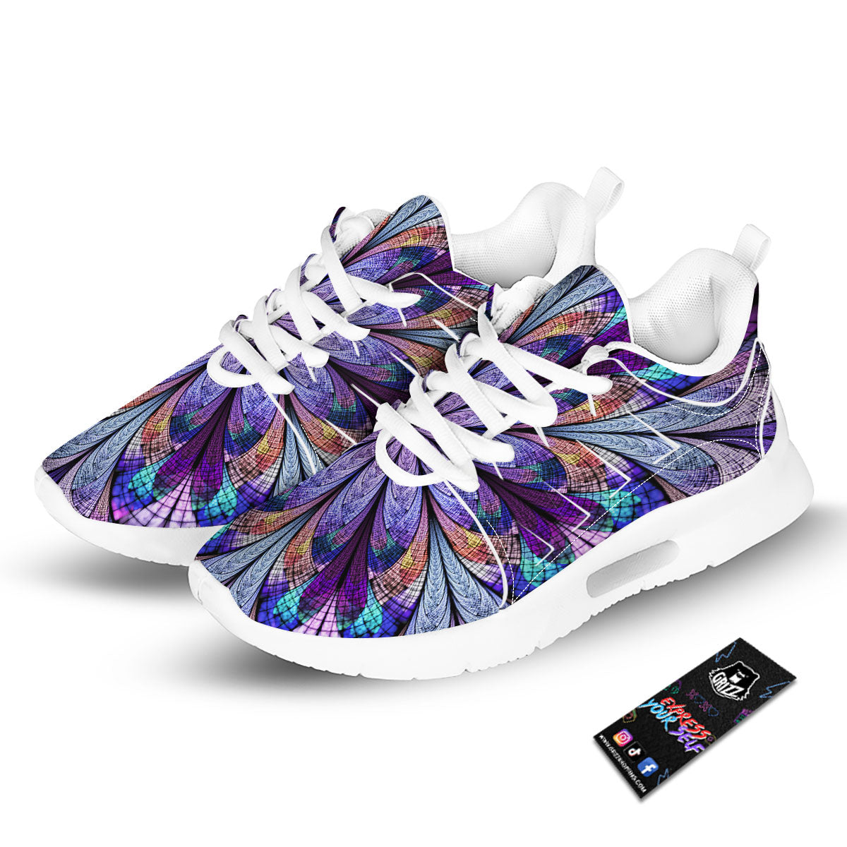 Dark Mandala Teal And Purple Print Tennis Shoes-grizzshop