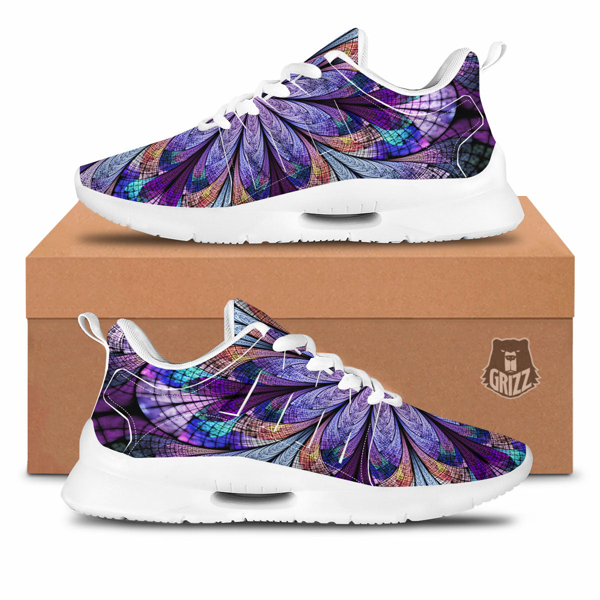 Dark Mandala Teal And Purple Print Tennis Shoes-grizzshop