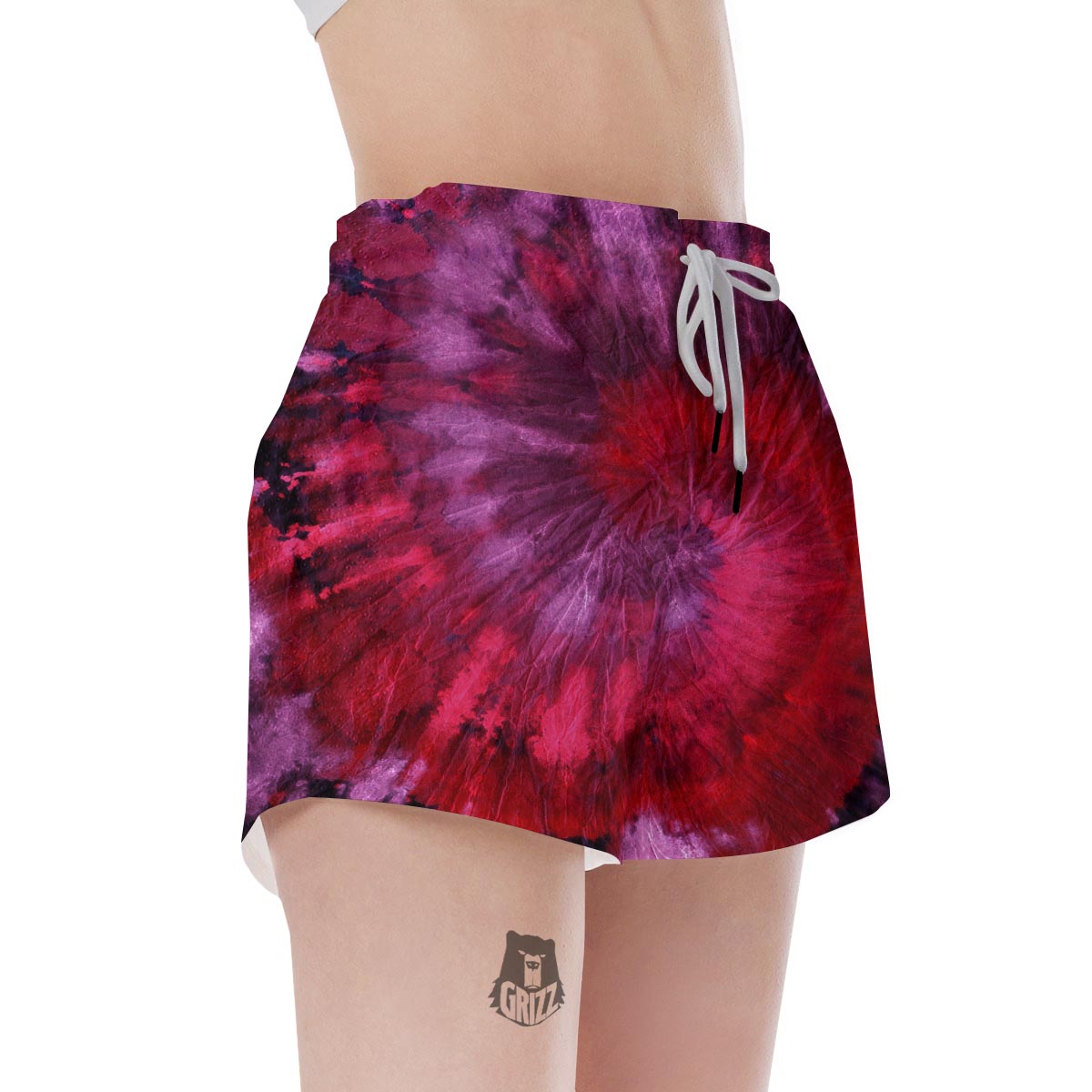 Dark Red Tie Dye Women's Shorts-grizzshop