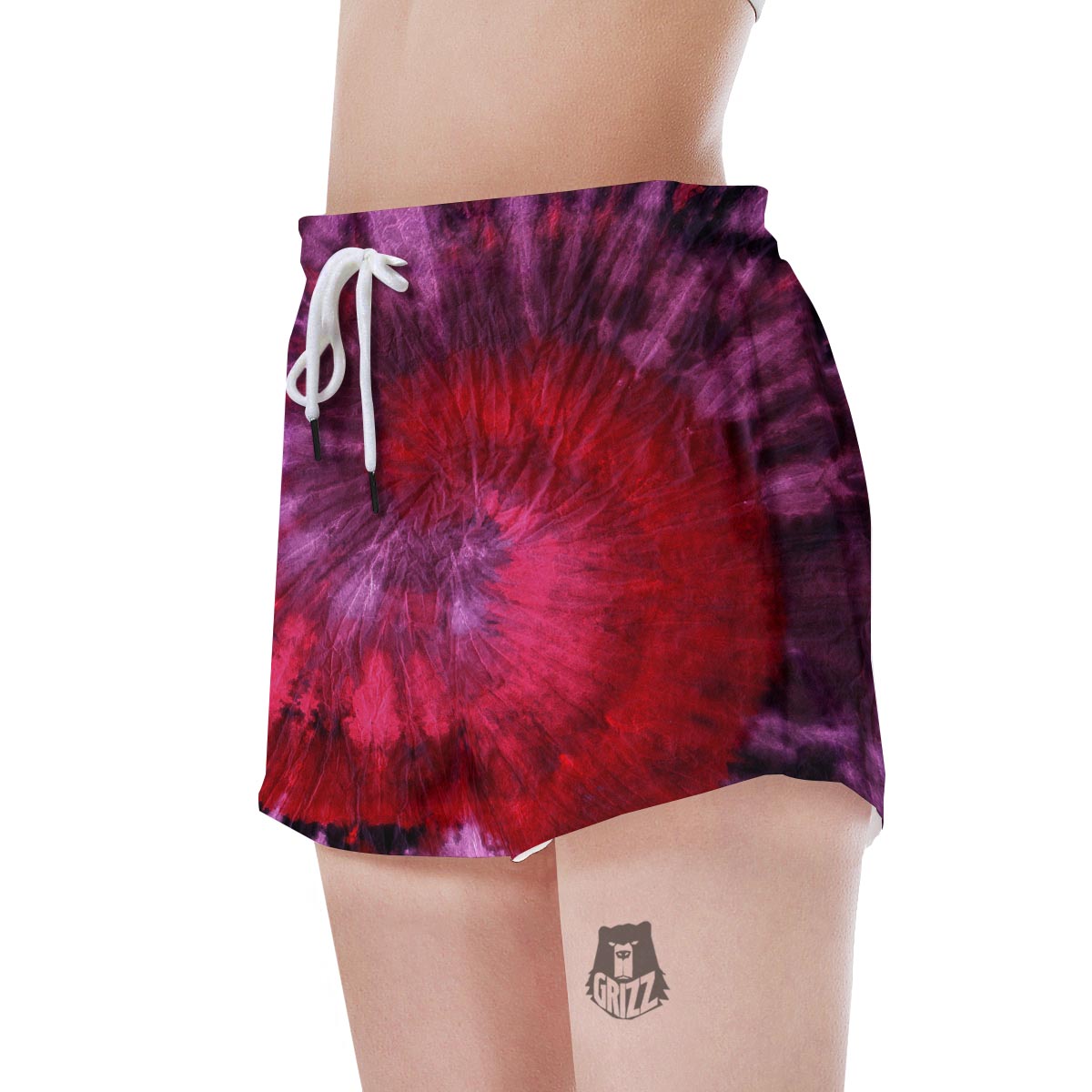 Dark Red Tie Dye Women's Shorts-grizzshop