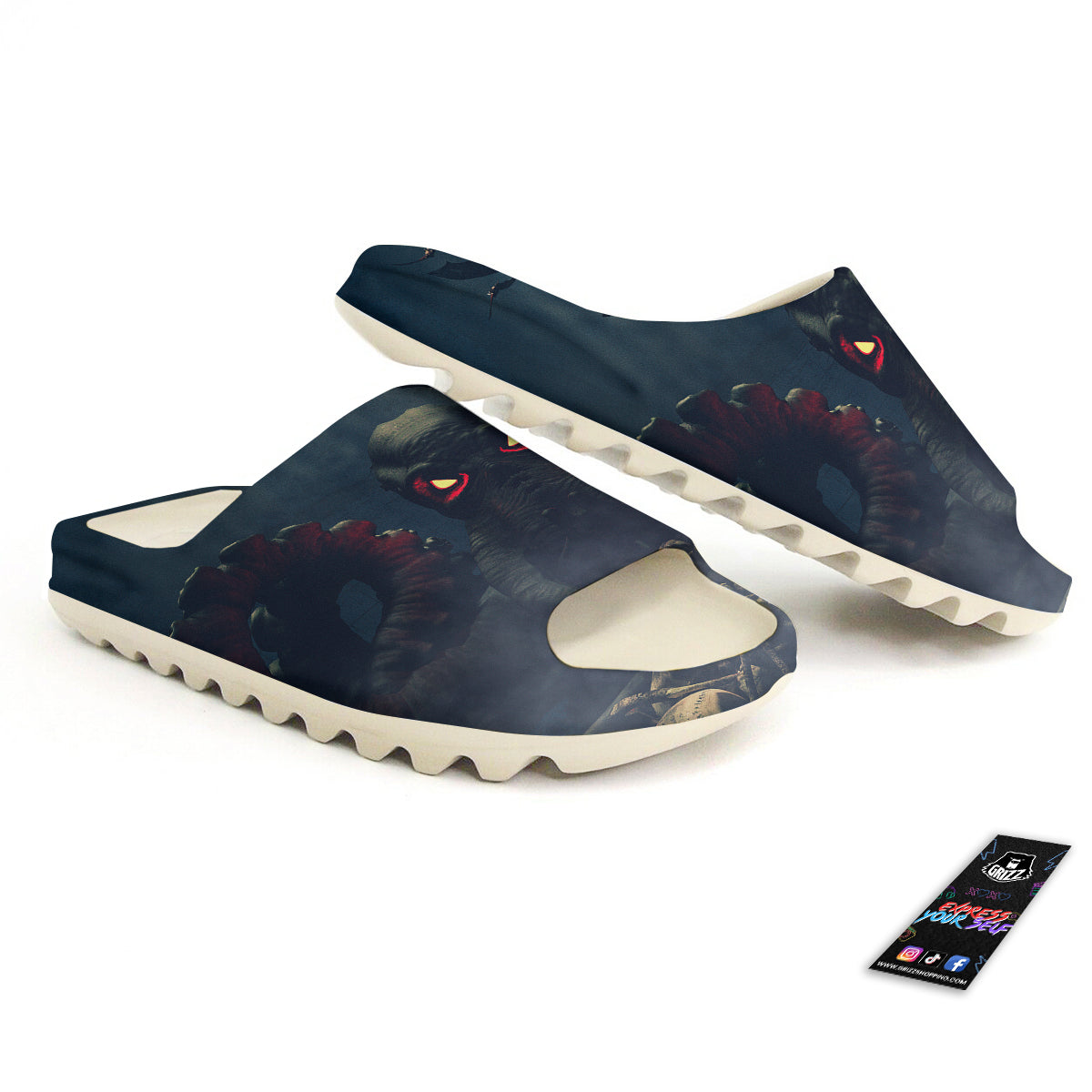 Dark Cthulhu Octopus And Bones Print Sandals-grizzshop