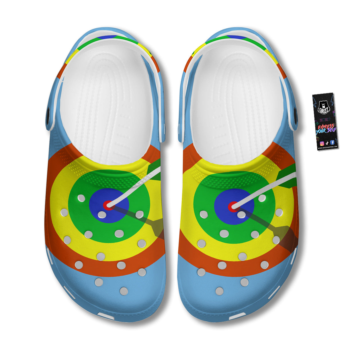 Dartboard And Colorful Darts Print Clog-grizzshop