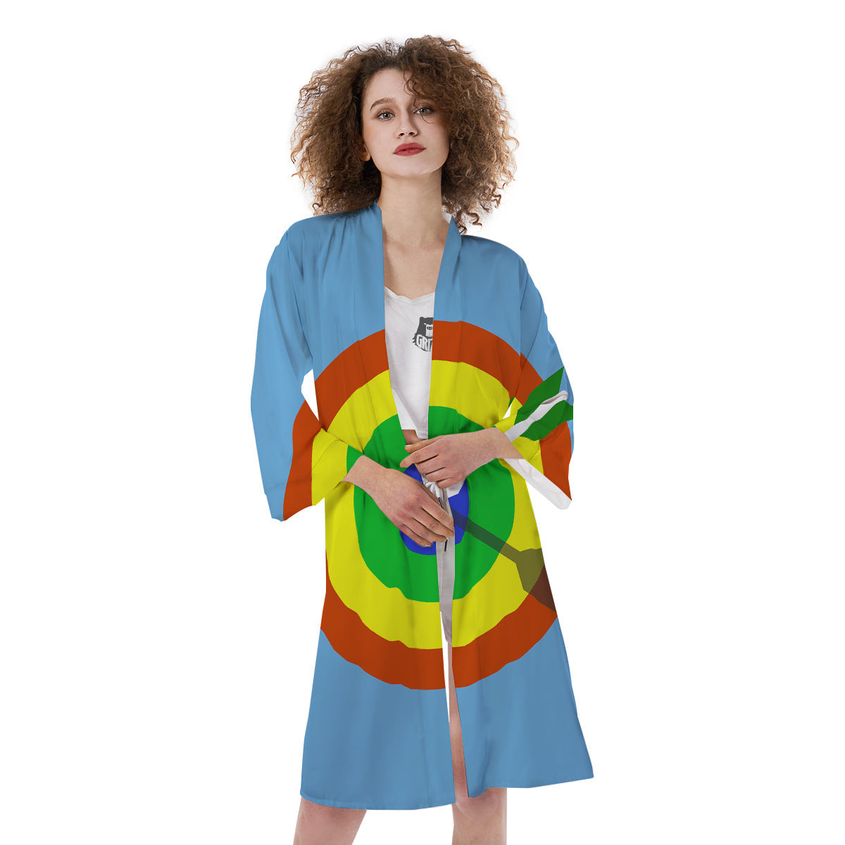 Dartboard And Colorful Darts Print Kimono-grizzshop