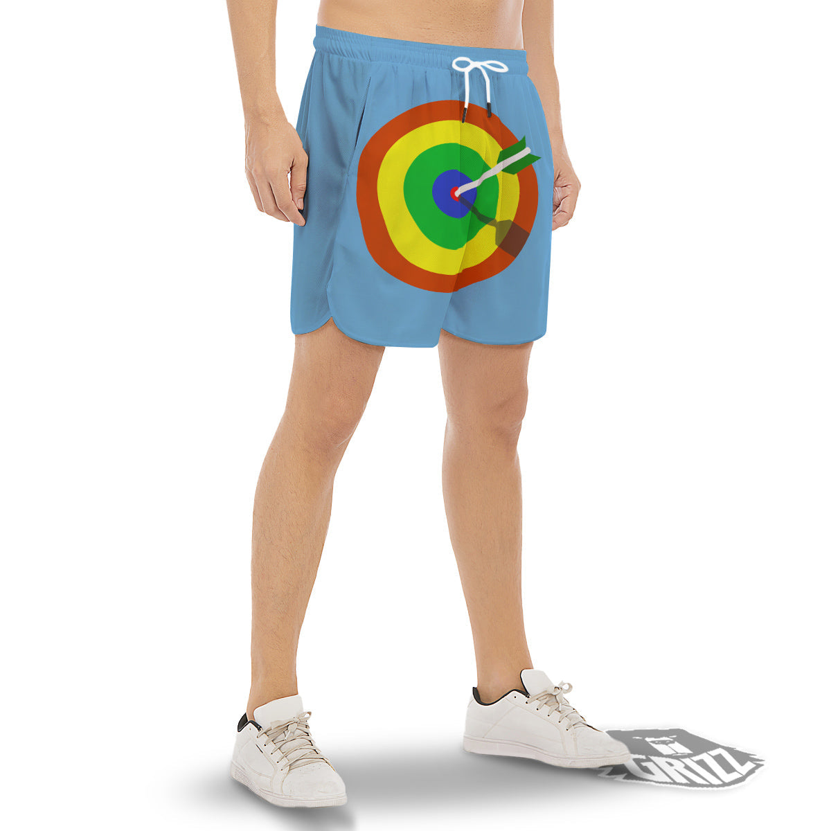 Dartboard And Colorful Darts Print Men's Gym Shorts-grizzshop