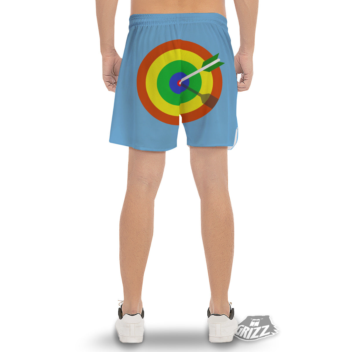 Dartboard And Colorful Darts Print Men's Gym Shorts-grizzshop