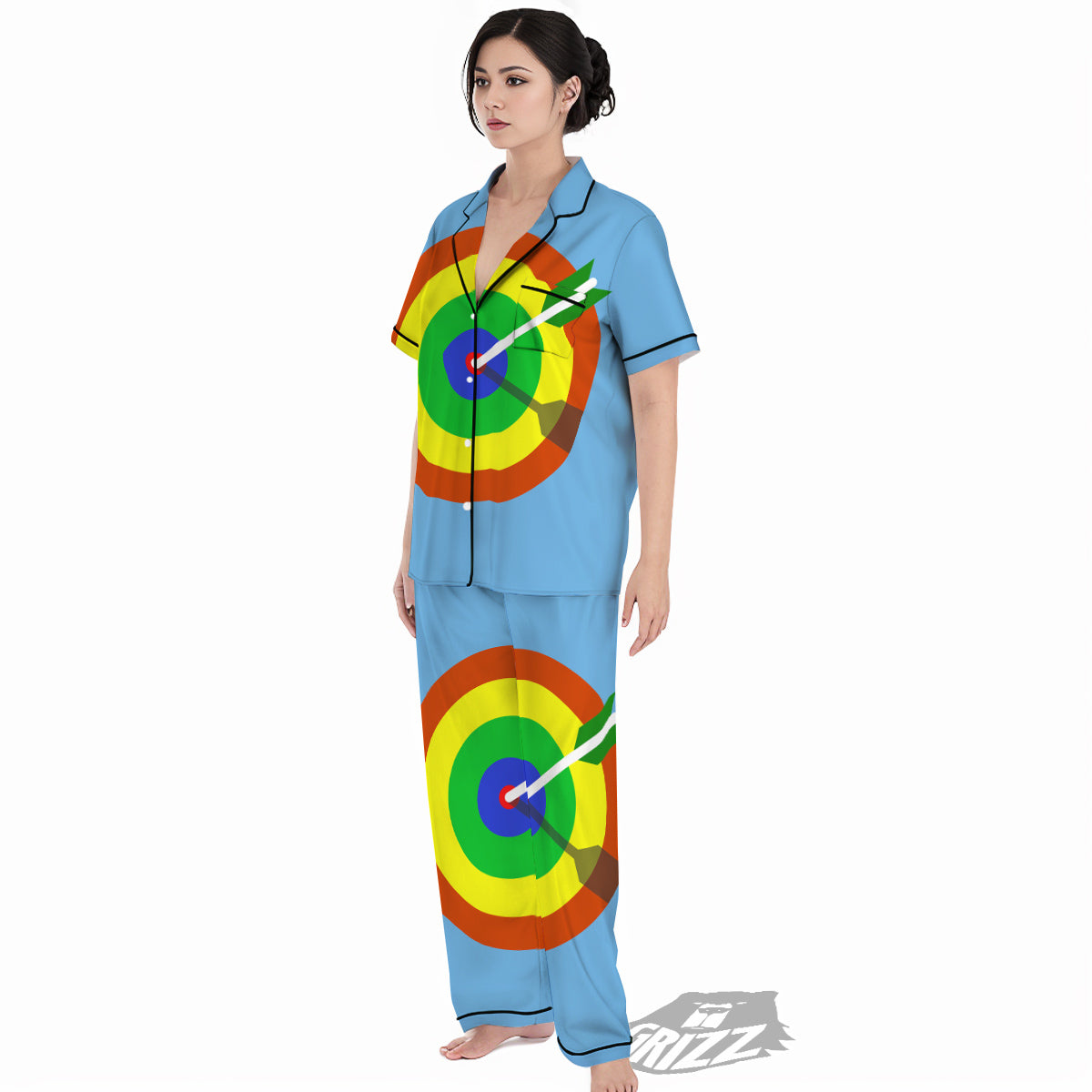 Dartboard And Colorful Darts Print Women's Pajamas Set-grizzshop