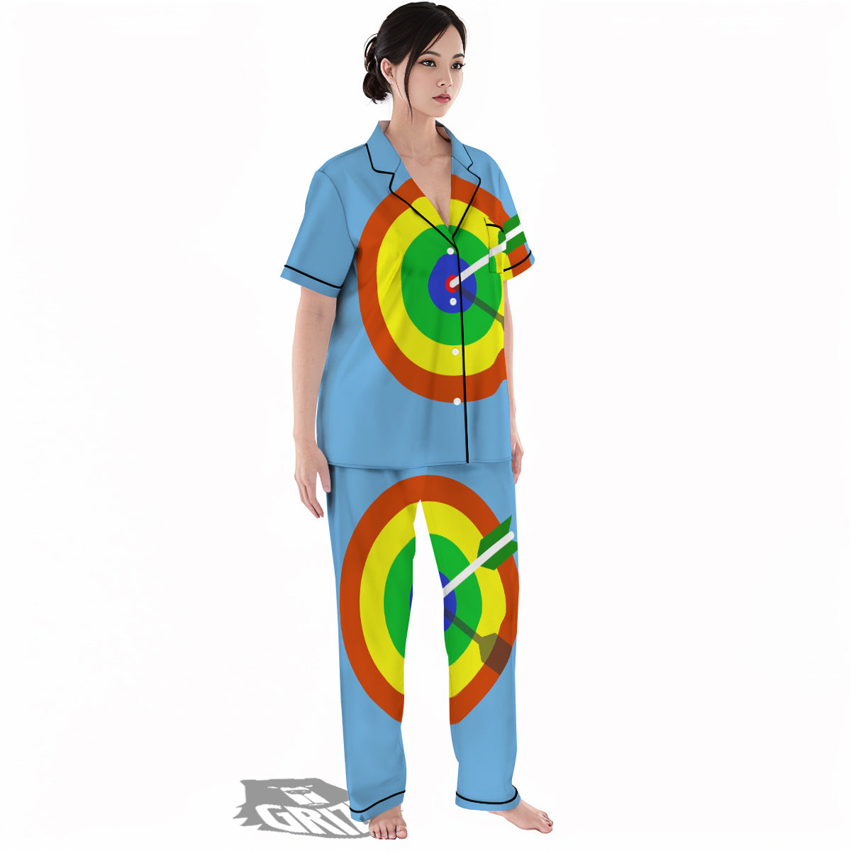 Dartboard And Colorful Darts Print Women's Pajamas Set-grizzshop