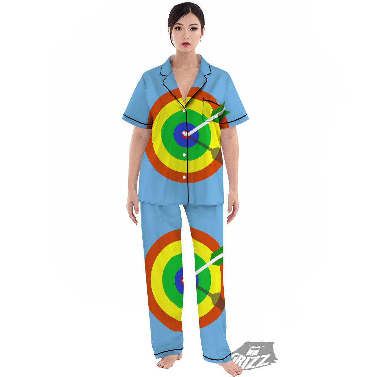Dartboard And Colorful Darts Print Women's Pajamas Set-grizzshop