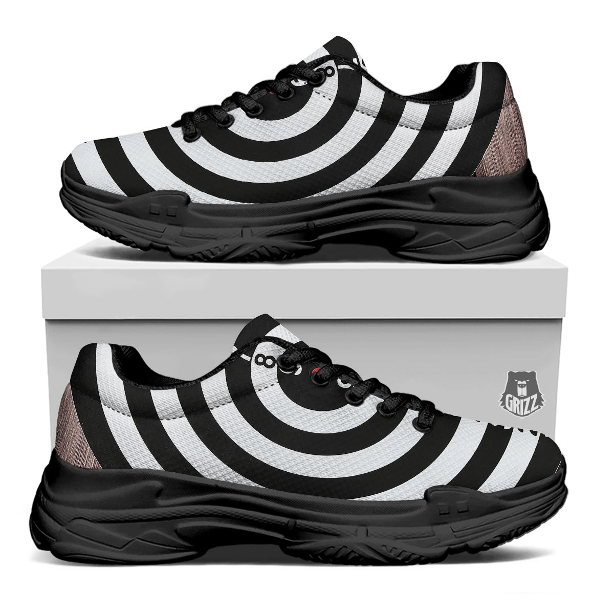 Dartboard Classic Print Black Chunky Shoes-grizzshop