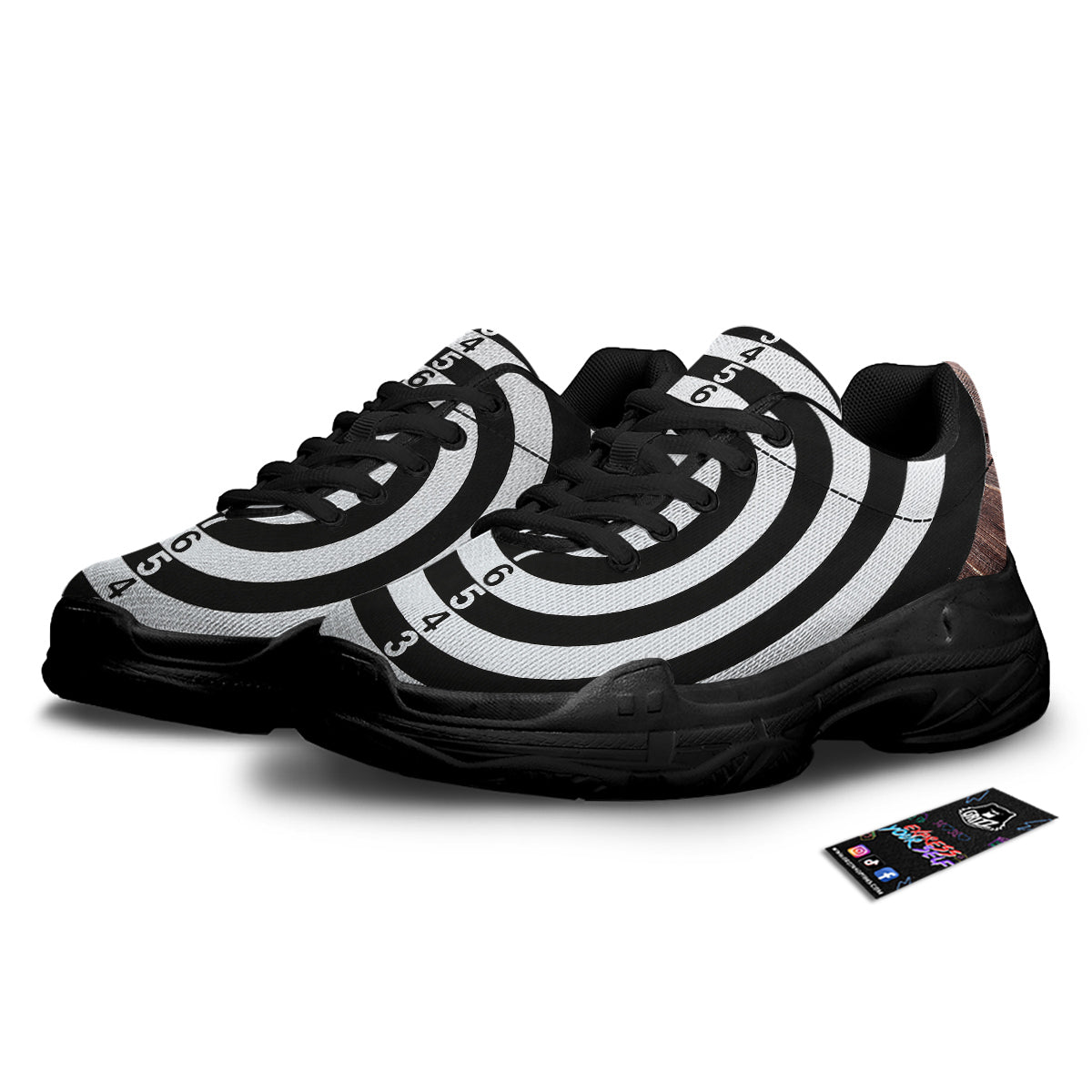 Dartboard Classic Print Black Chunky Shoes-grizzshop
