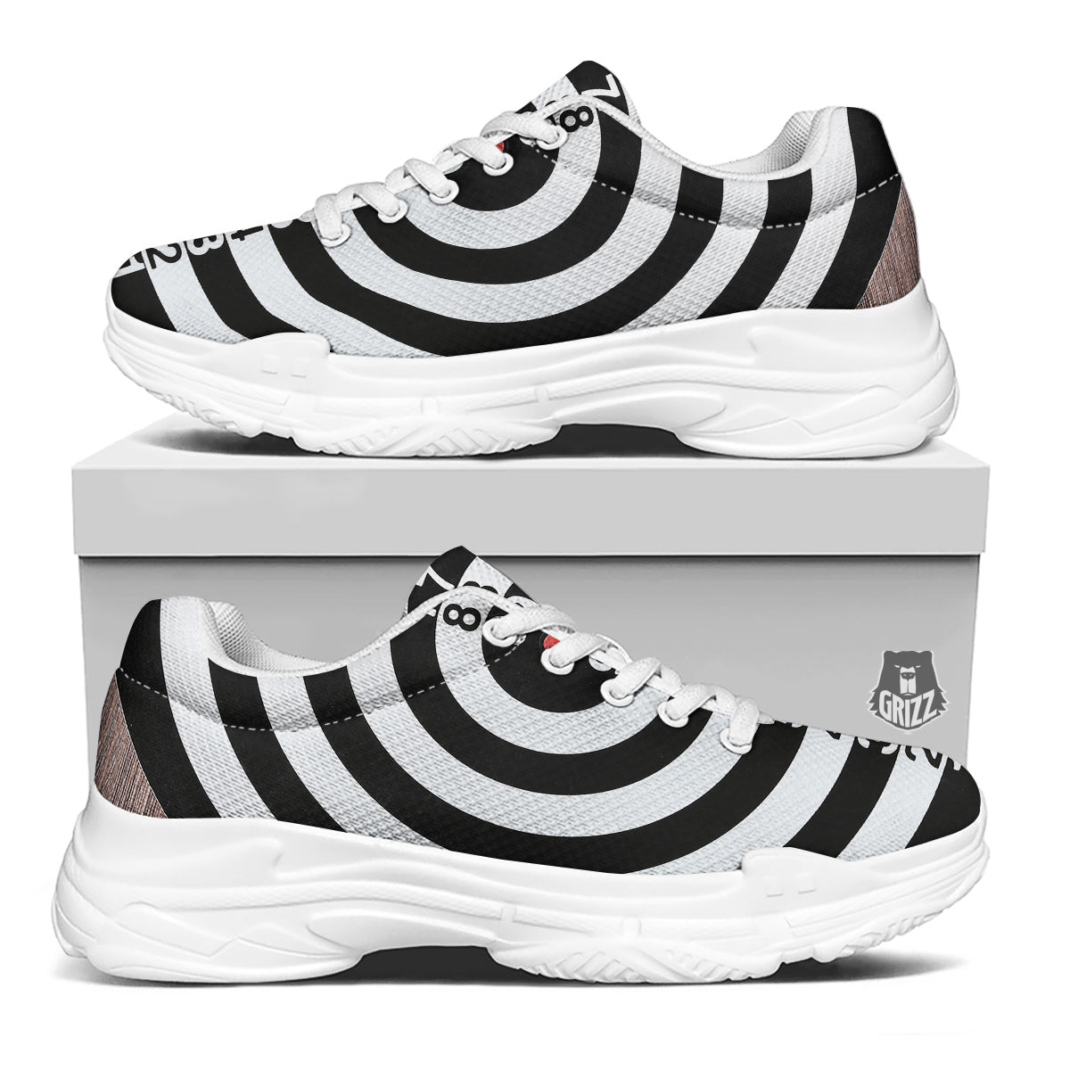 Dartboard Classic Print White Chunky Shoes-grizzshop