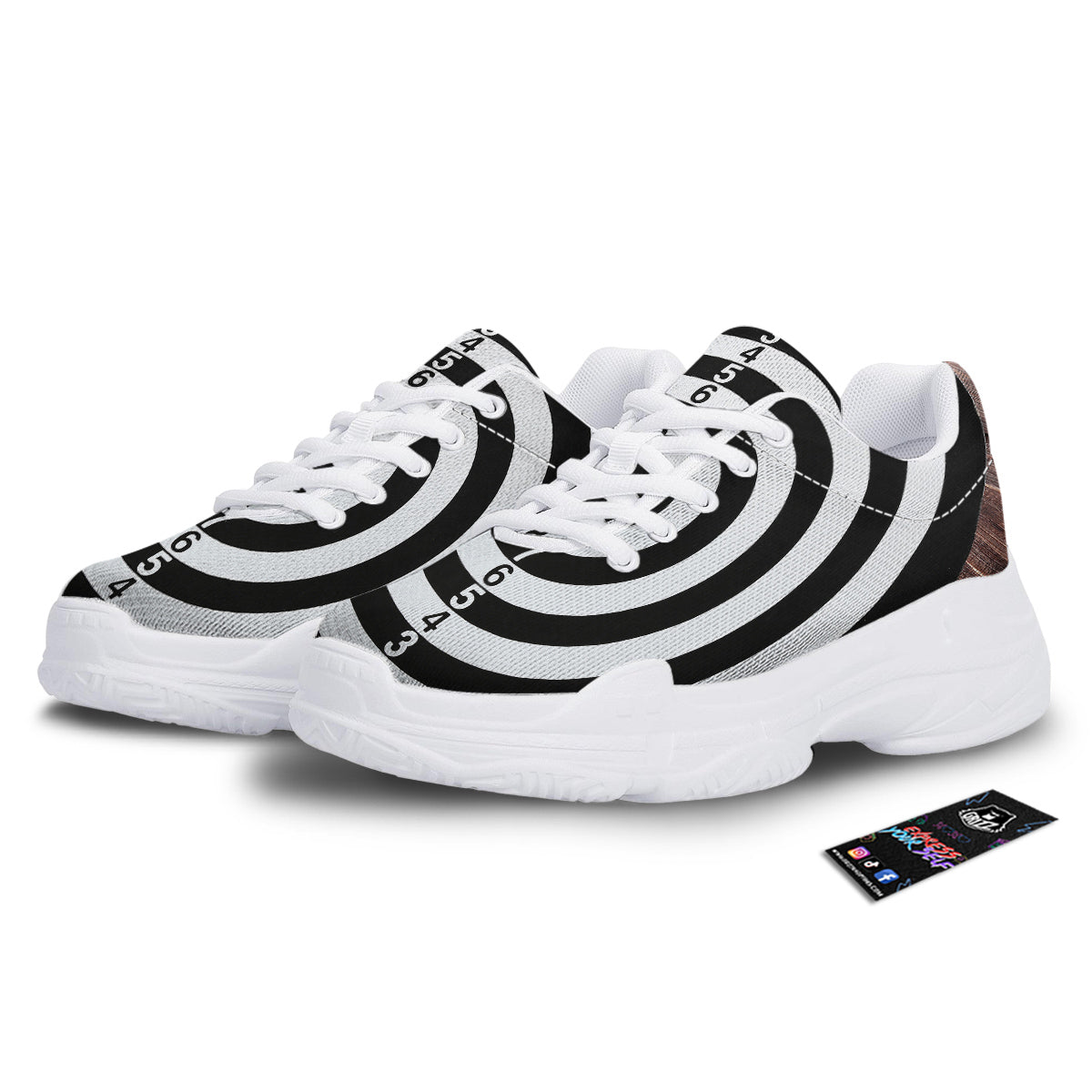 Dartboard Classic Print White Chunky Shoes-grizzshop