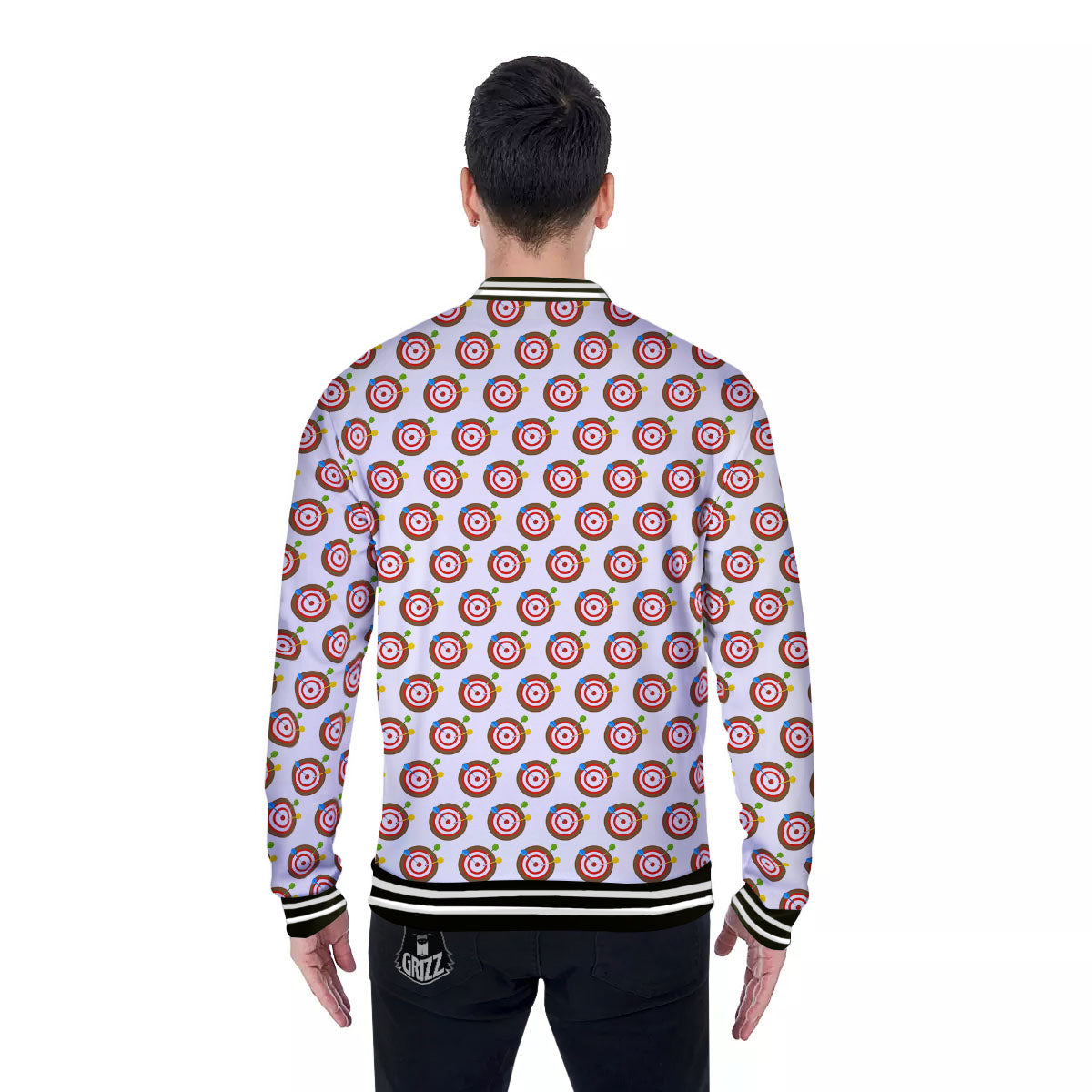 Dartboard Print Pattern Baseball Jacket-grizzshop
