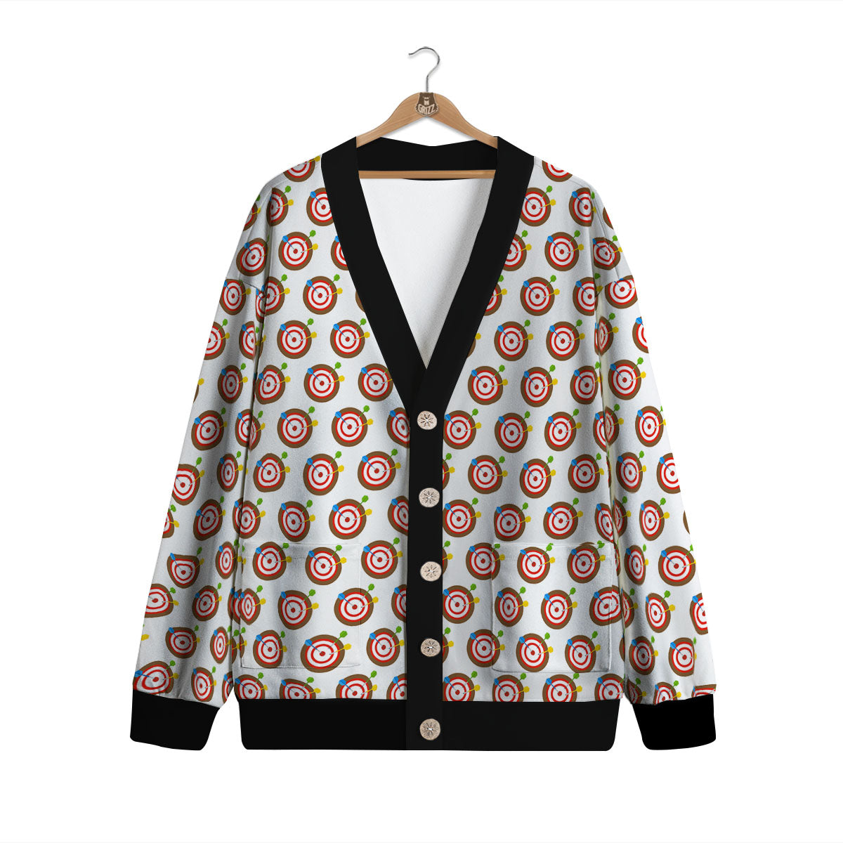 Dartboard Print Pattern Cardigan-grizzshop
