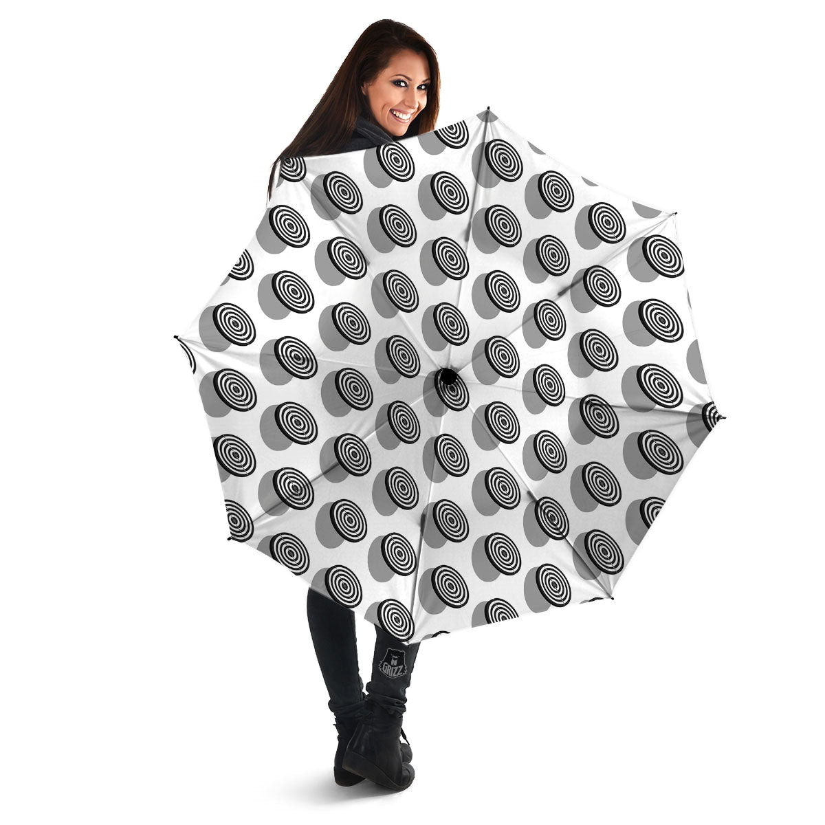 Dartboard White And Black Print Pattern Umbrella-grizzshop