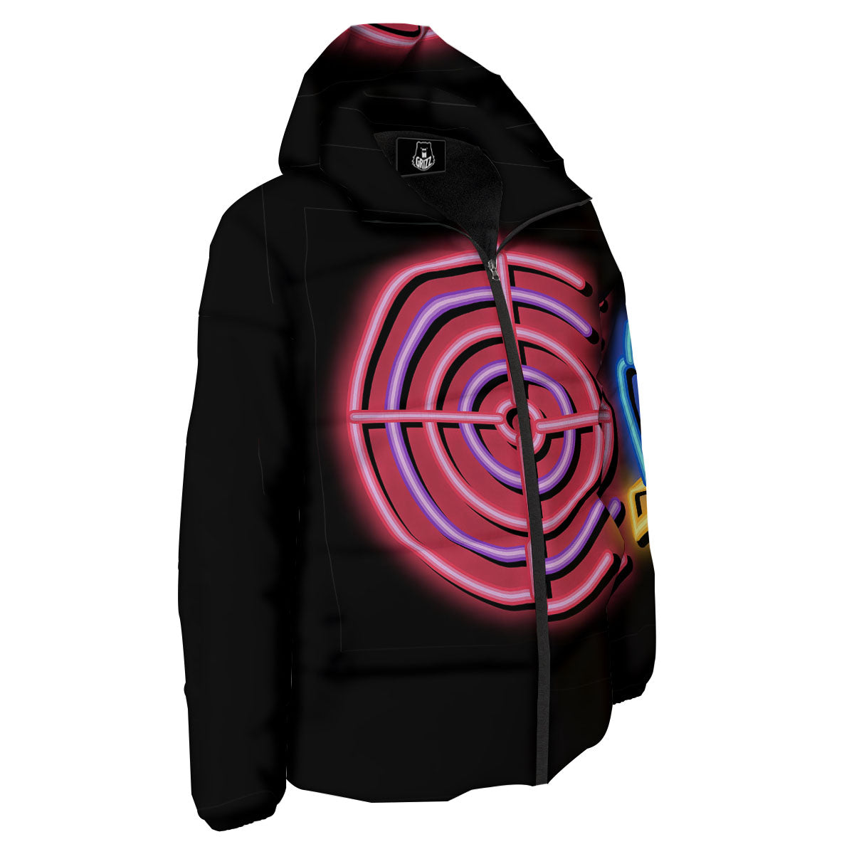 Darts Bar Lights Sign Print Down Jacket-grizzshop