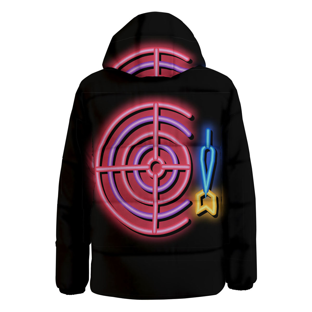 Darts Bar Lights Sign Print Down Jacket-grizzshop