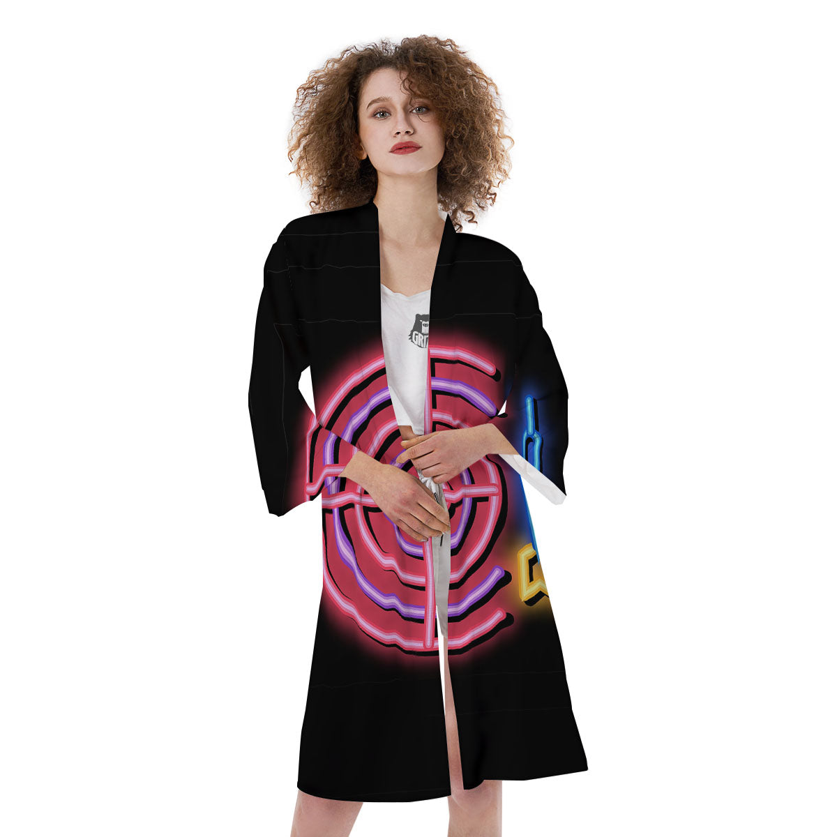 Darts Bar Lights Sign Print Kimono-grizzshop