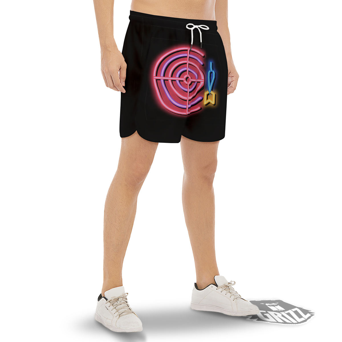 Darts Bar Lights Sign Print Men's Gym Shorts-grizzshop