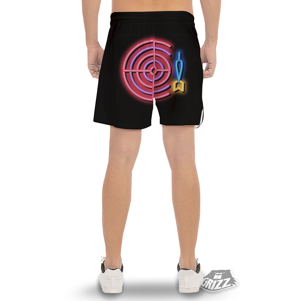 Darts Bar Lights Sign Print Men's Gym Shorts-grizzshop