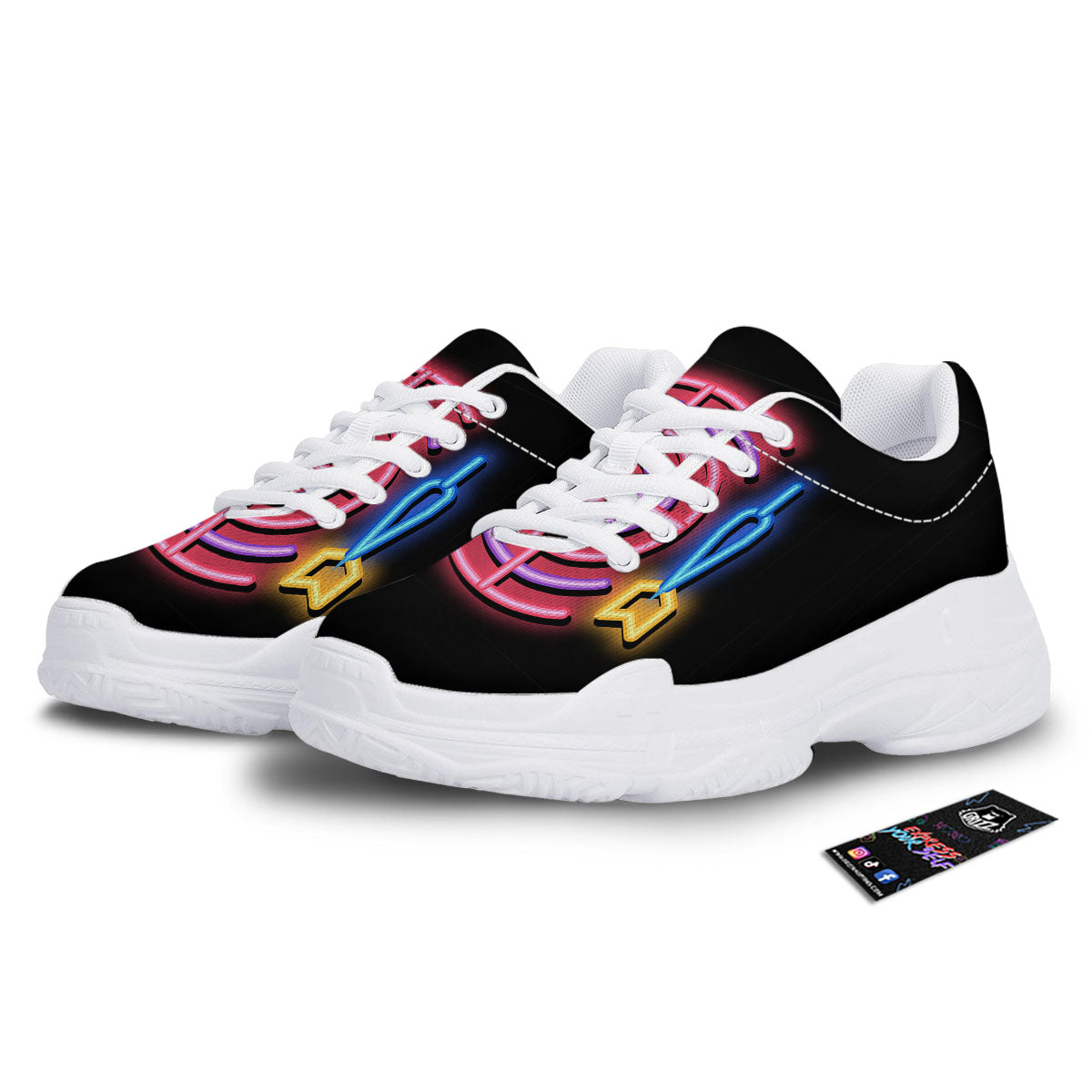 Darts Bar Lights Sign Print White Chunky Shoes-grizzshop