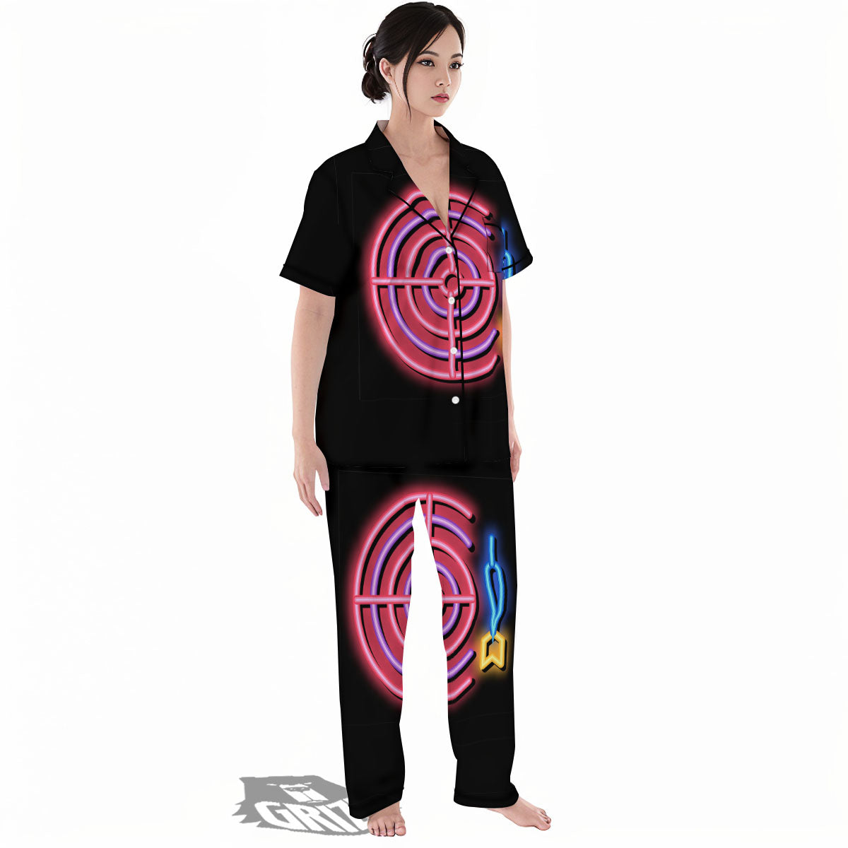 Darts Bar Lights Sign Print Women's Pajamas Set-grizzshop