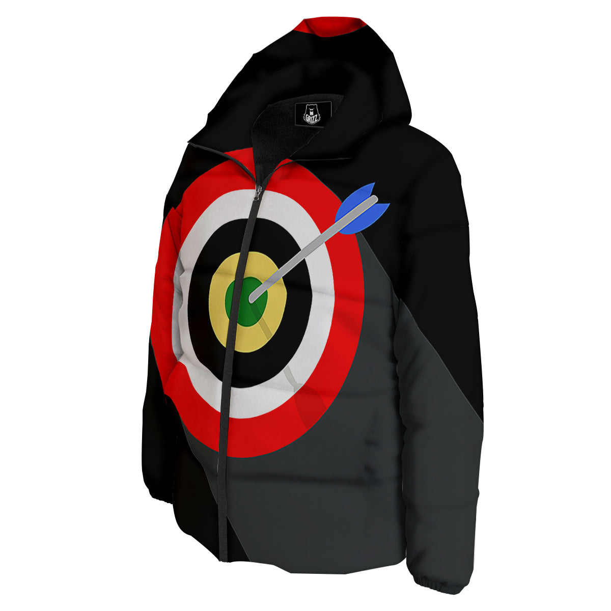 Darts Bullseye Print Down Jacket-grizzshop