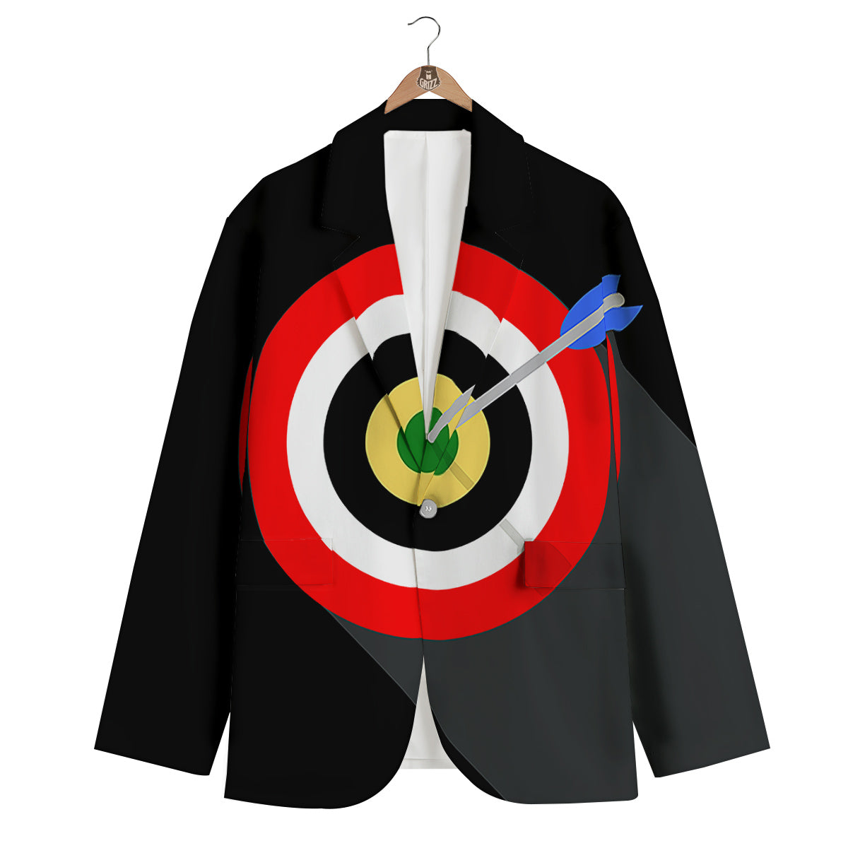 Darts Bullseye Print Men's Blazer-grizzshop