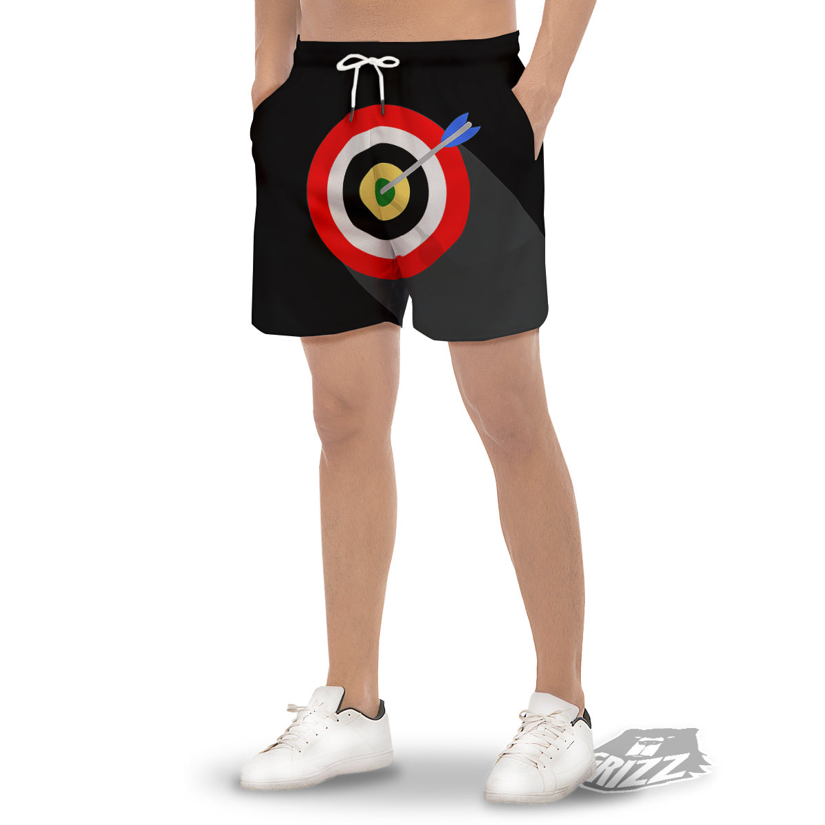 Darts Bullseye Print Men's Gym Shorts-grizzshop