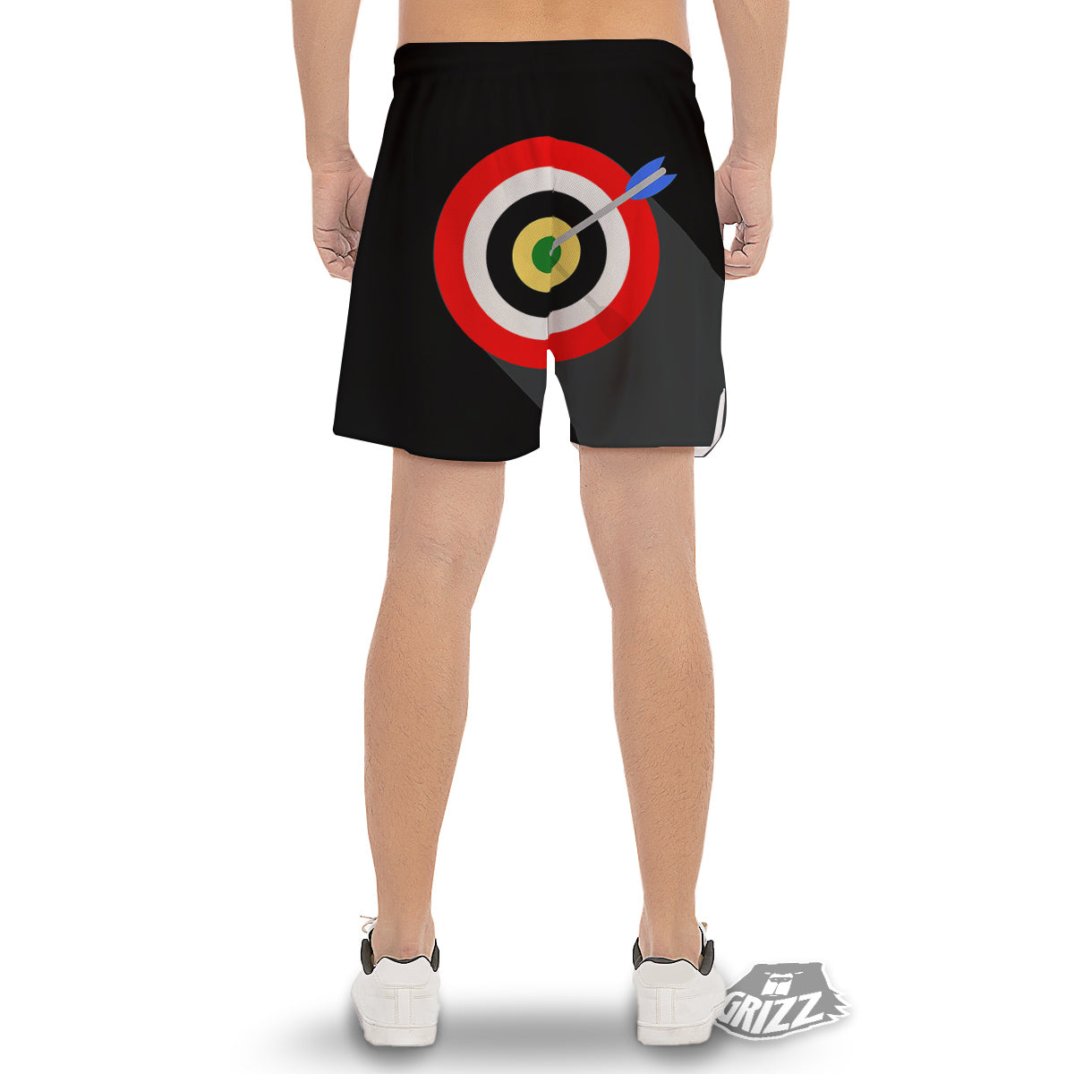 Darts Bullseye Print Men's Gym Shorts-grizzshop